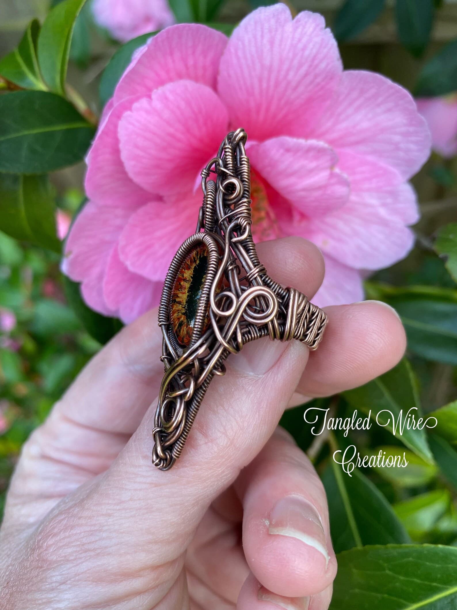 Dragon Eye Statement Ring – Handmade Copper Jewelry, view 4