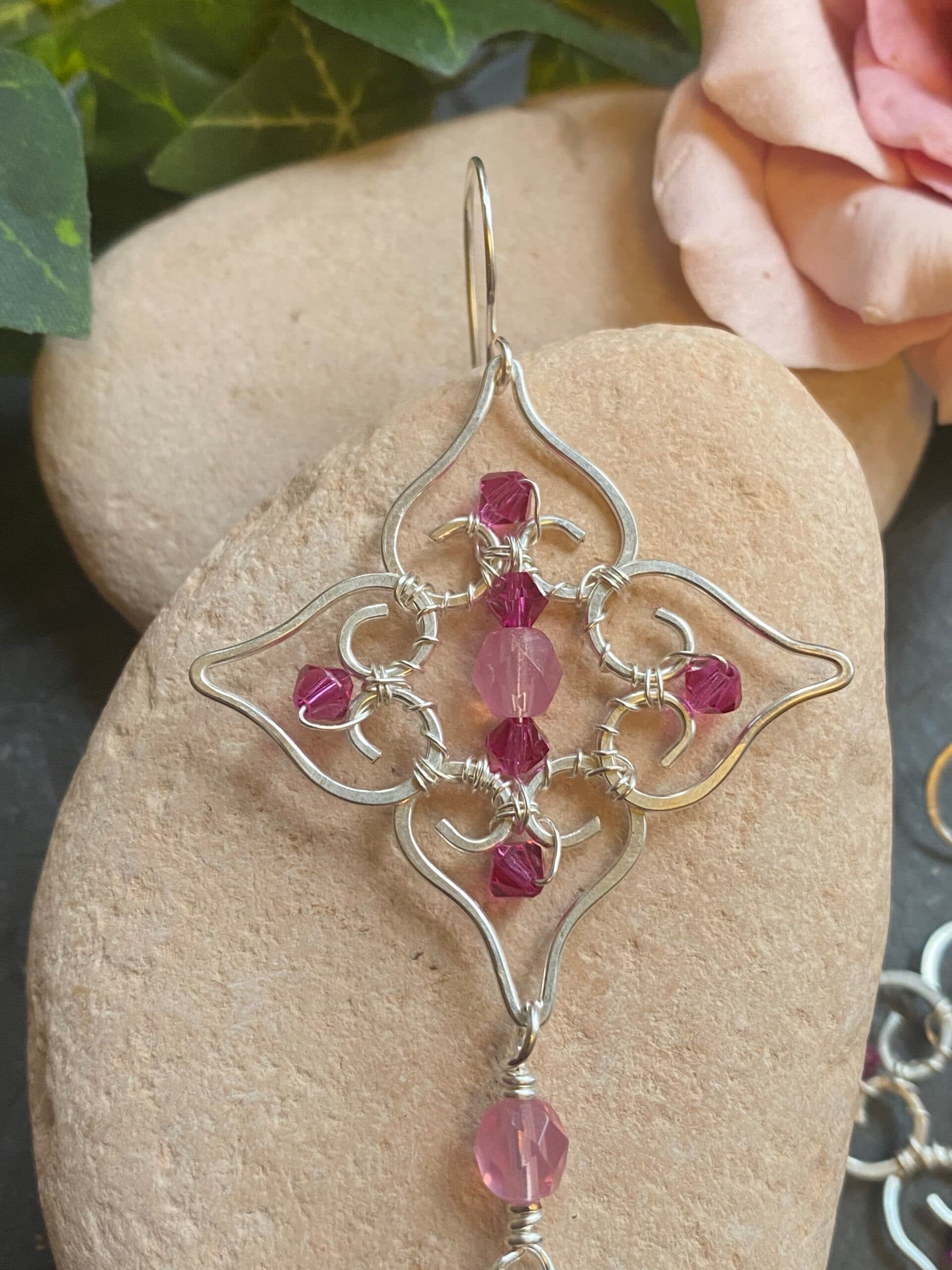 Handmade Silver Plated Drop Earrings, view 5