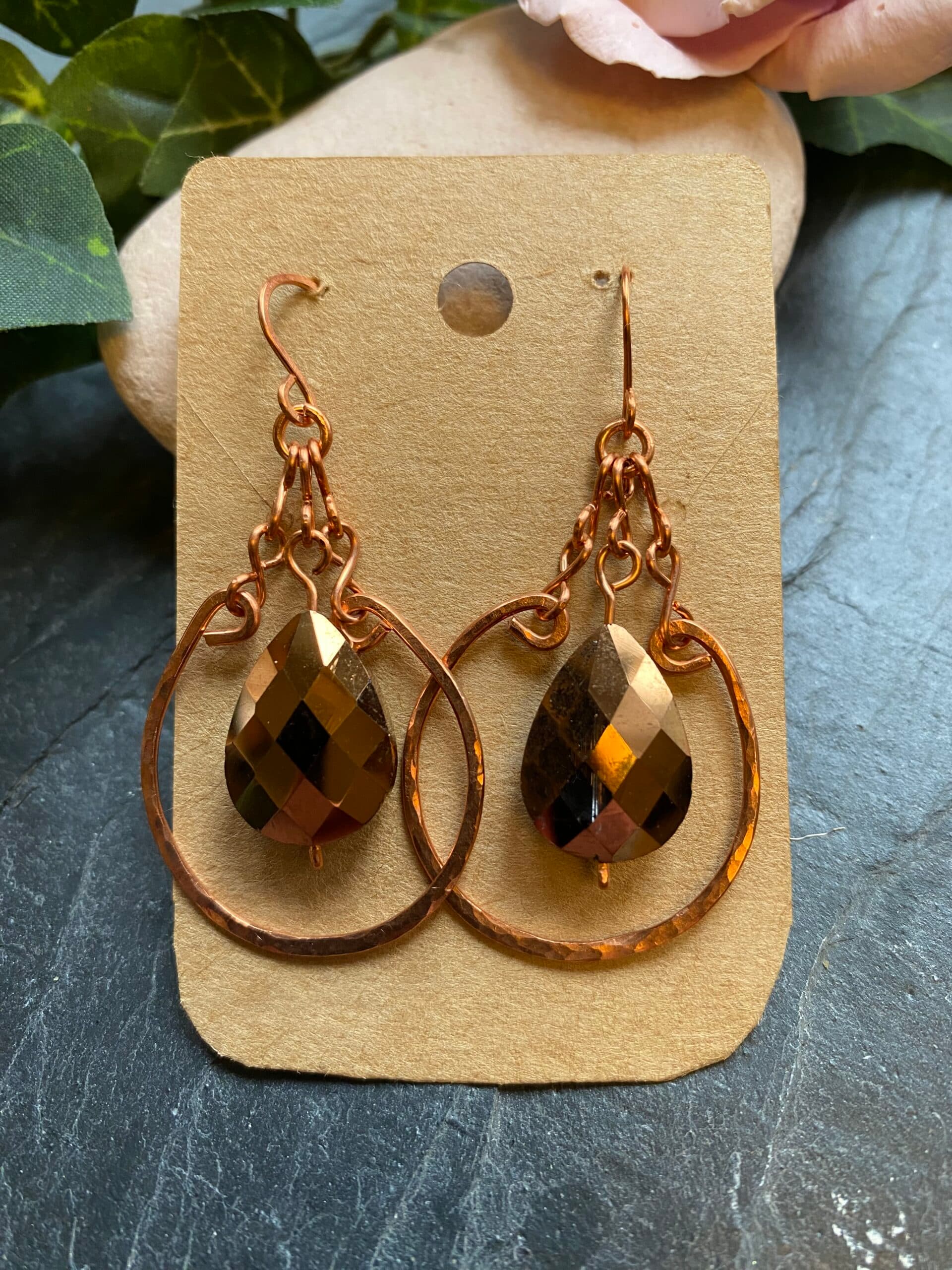 Copper Dangle Earrings, view 2
