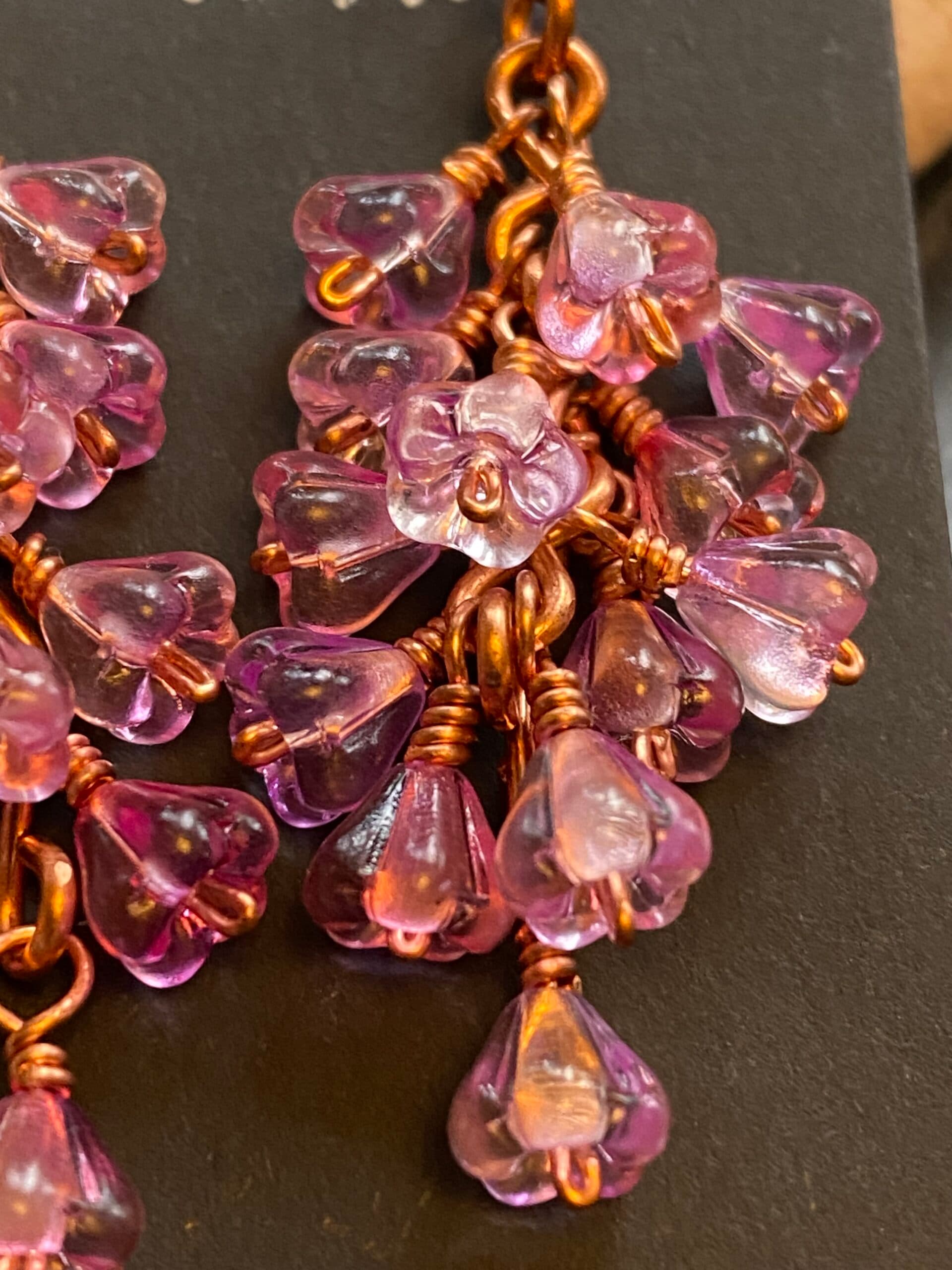 Cherry Blossom Earrings – Handmade Czech Glass Flower Design, view 4