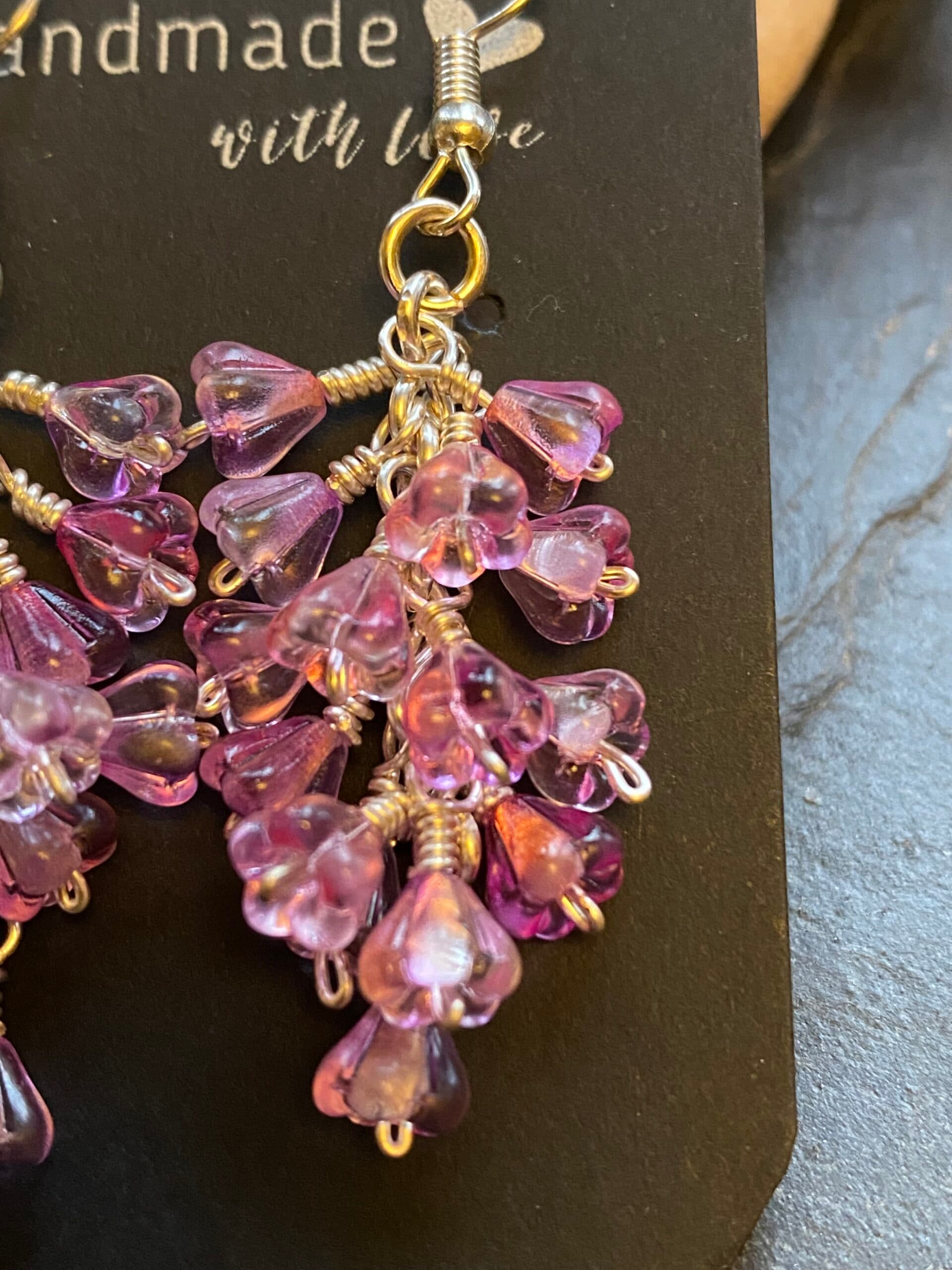 Cherry Blossom Earrings – Handmade Silver Plated Flower Design, view 4