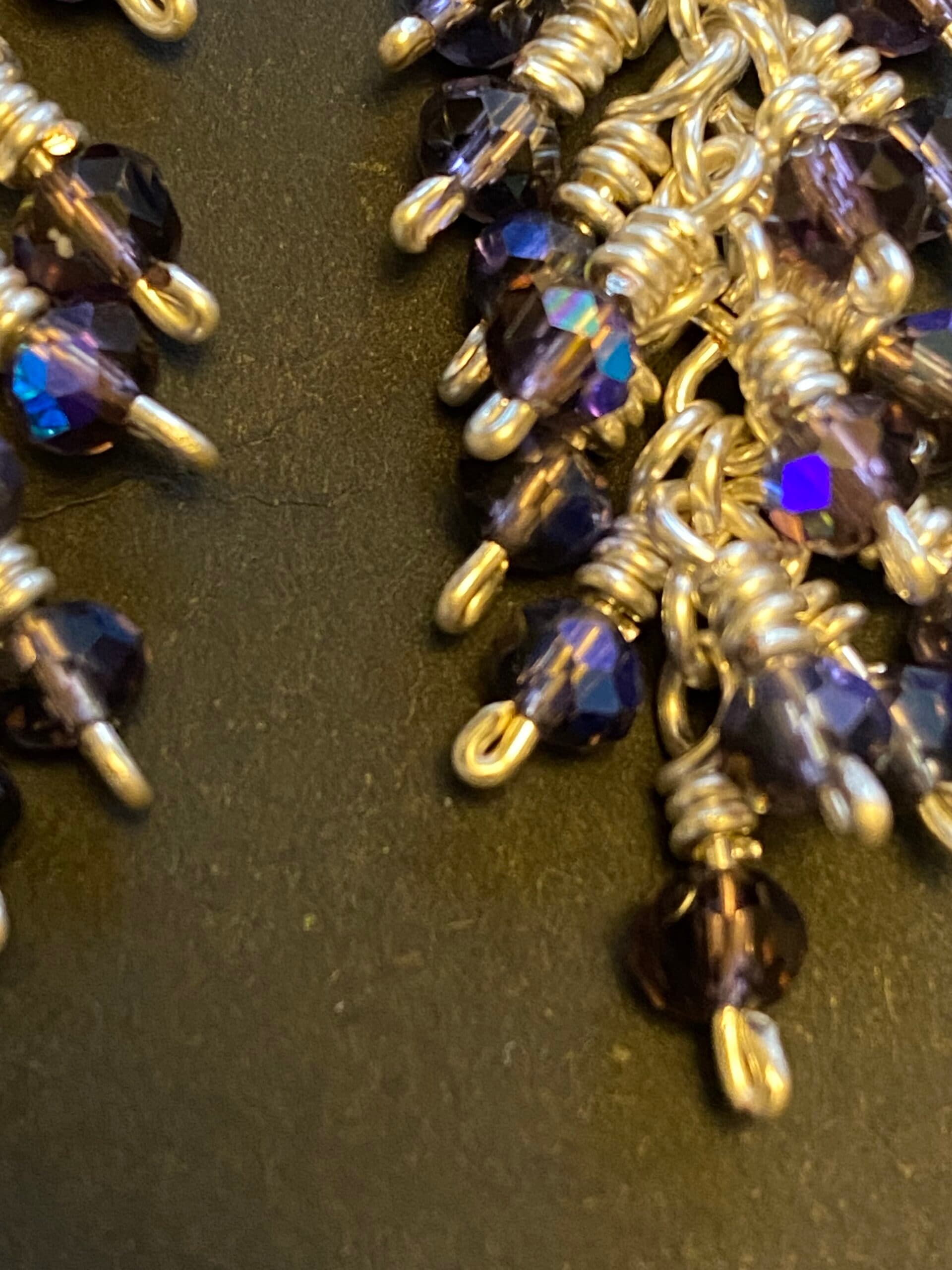 Blue Glass Earrings – Handmade Silver Plated Aurora Drops, view 4