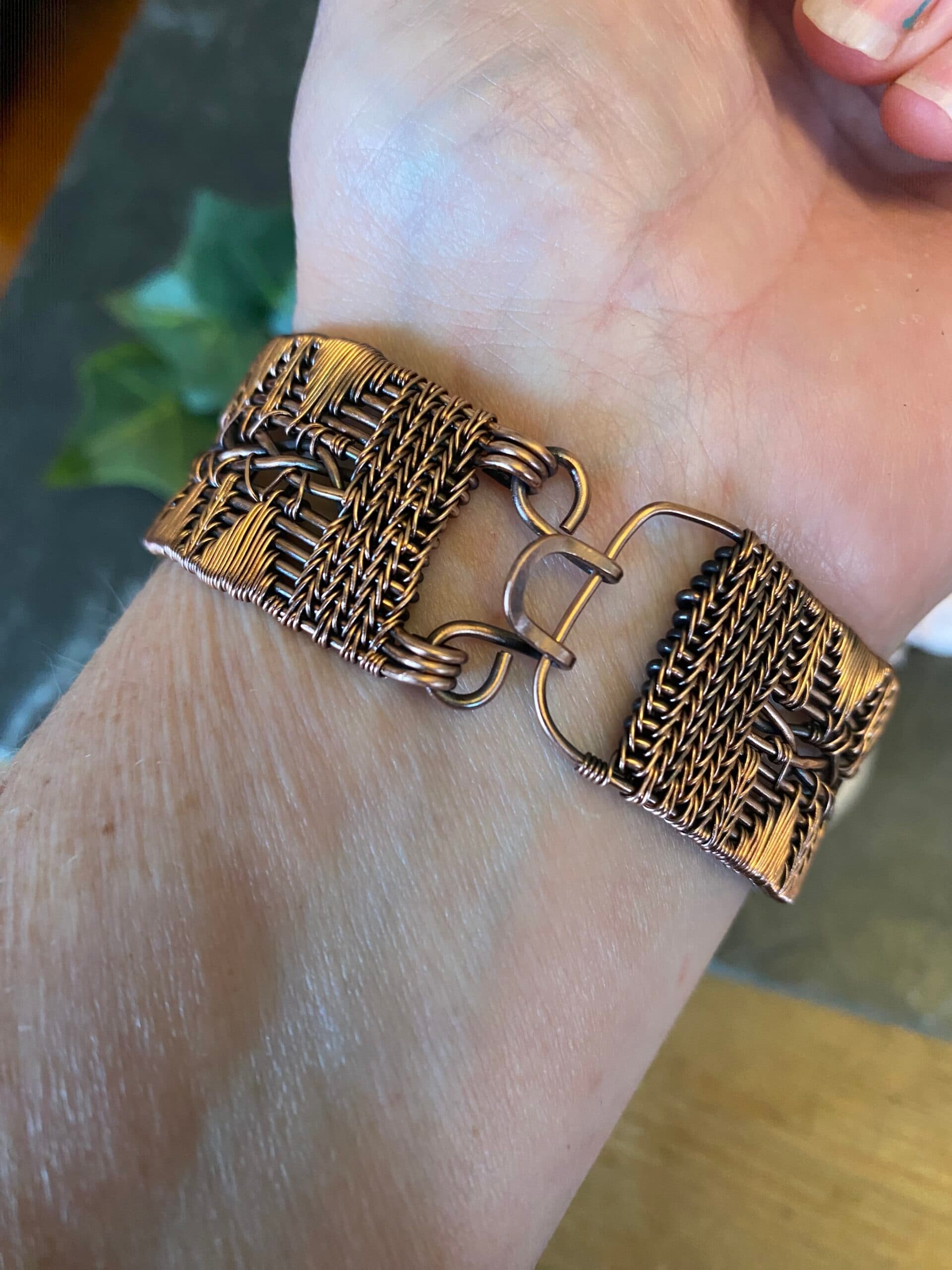 Copper Wolf Cuff Bracelet with Labradorite and Turquoise, view 5