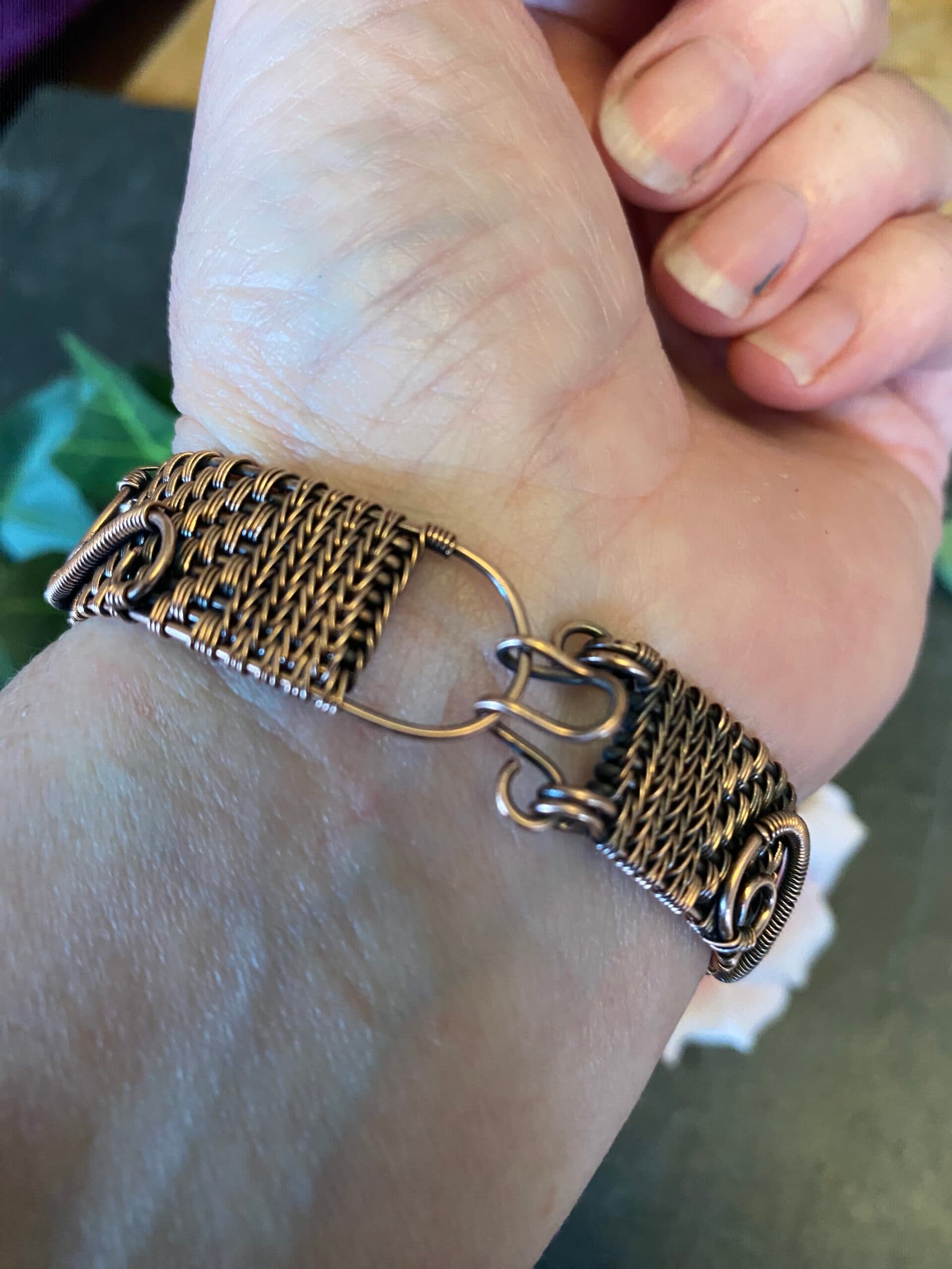 Copper Wolf Head Cuff Bracelet, view 2