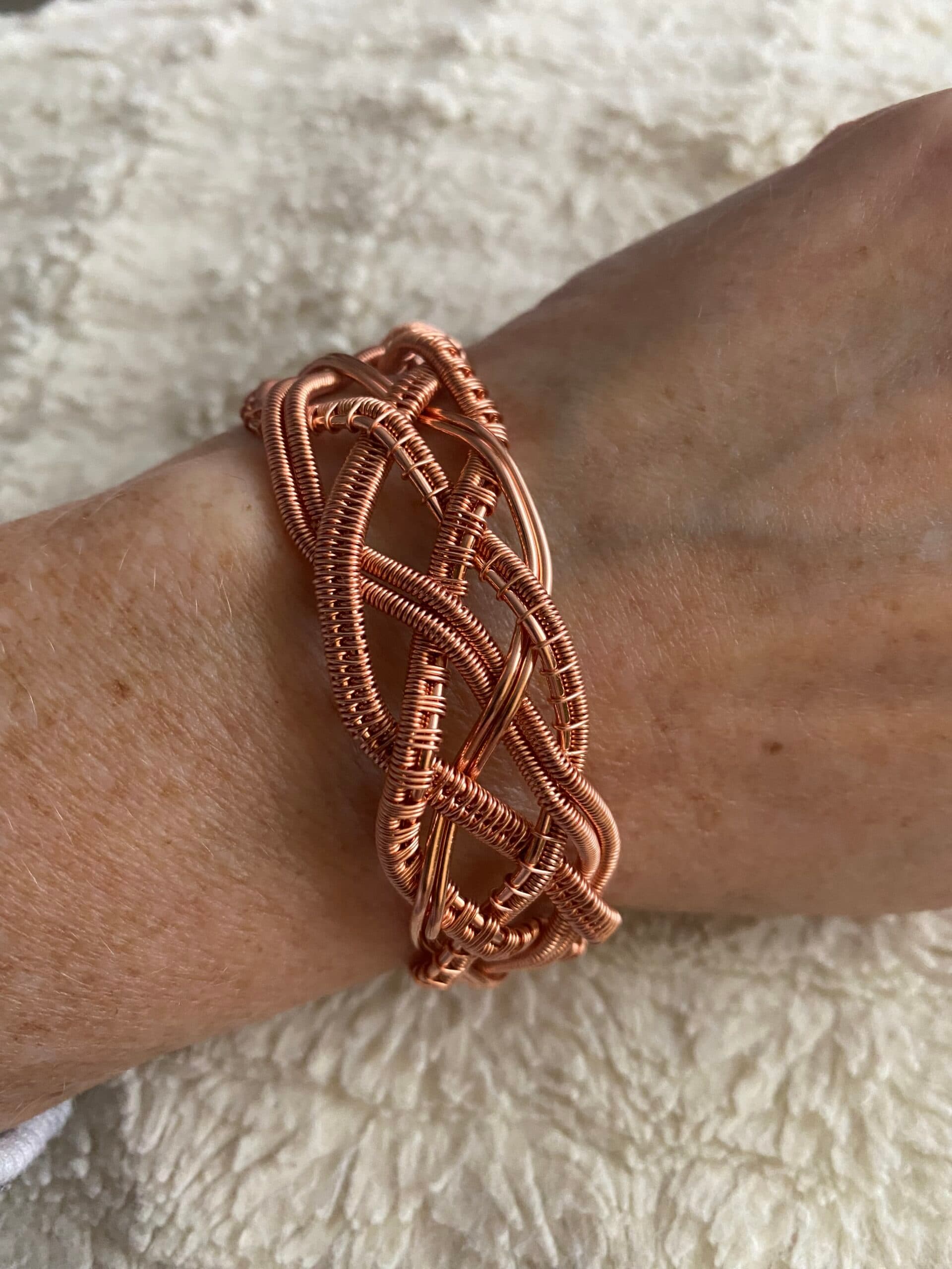 Copper 4 strand braid bracelet with hook closure Handmade braided copper wire bracelet with woven textures Artisan copper bracelet made from eight strands of wire