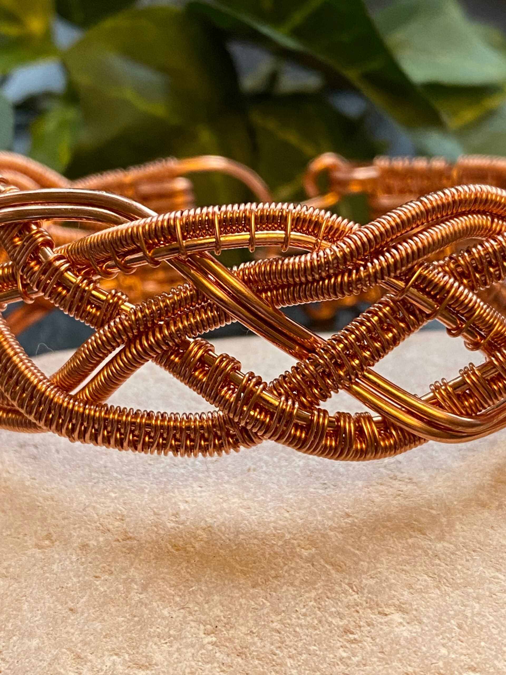 Copper 5 strand braided bracelet with Hook Closure, view 3