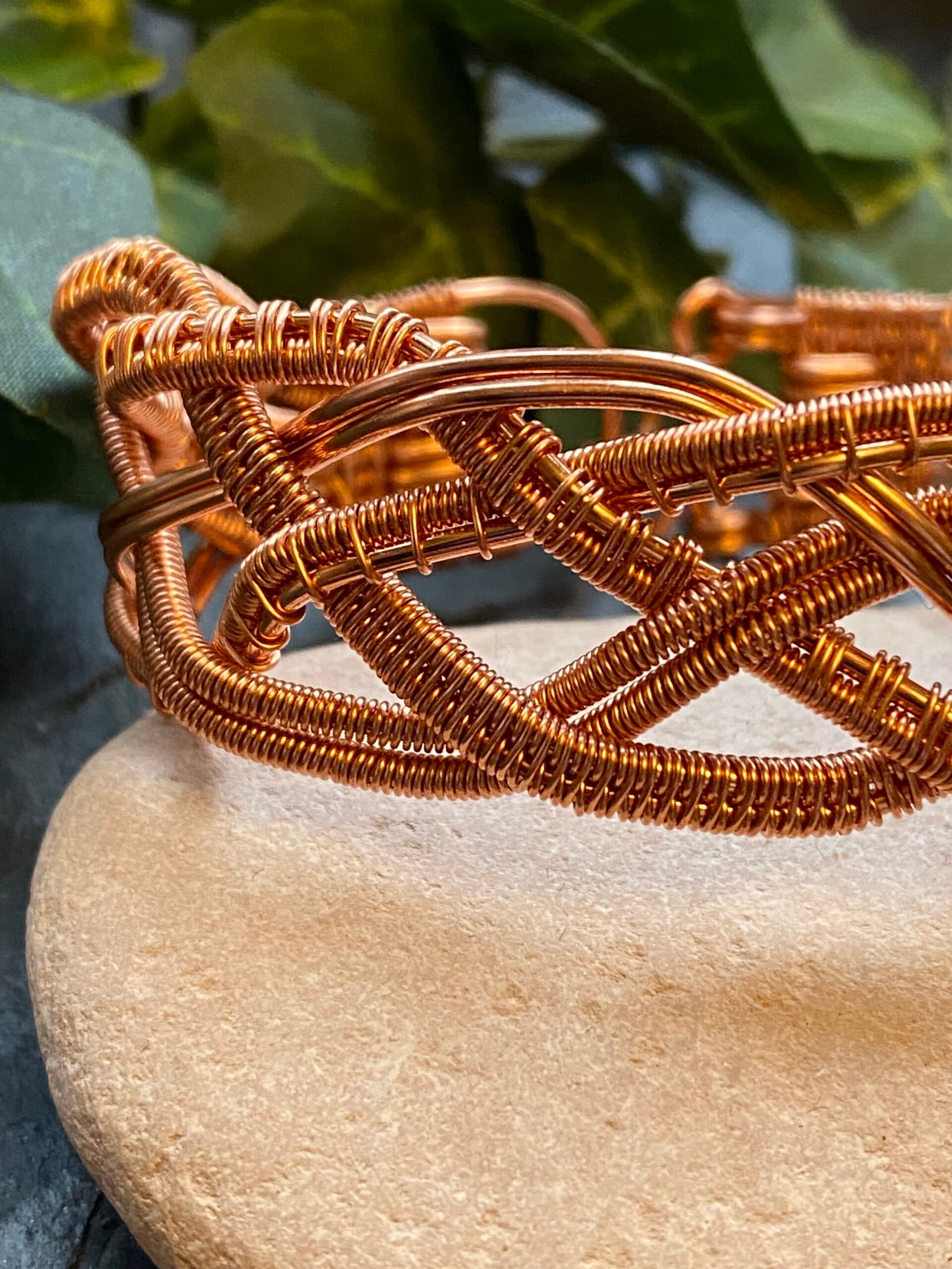 Copper 5 strand braided bracelet with Hook Closure, view 4