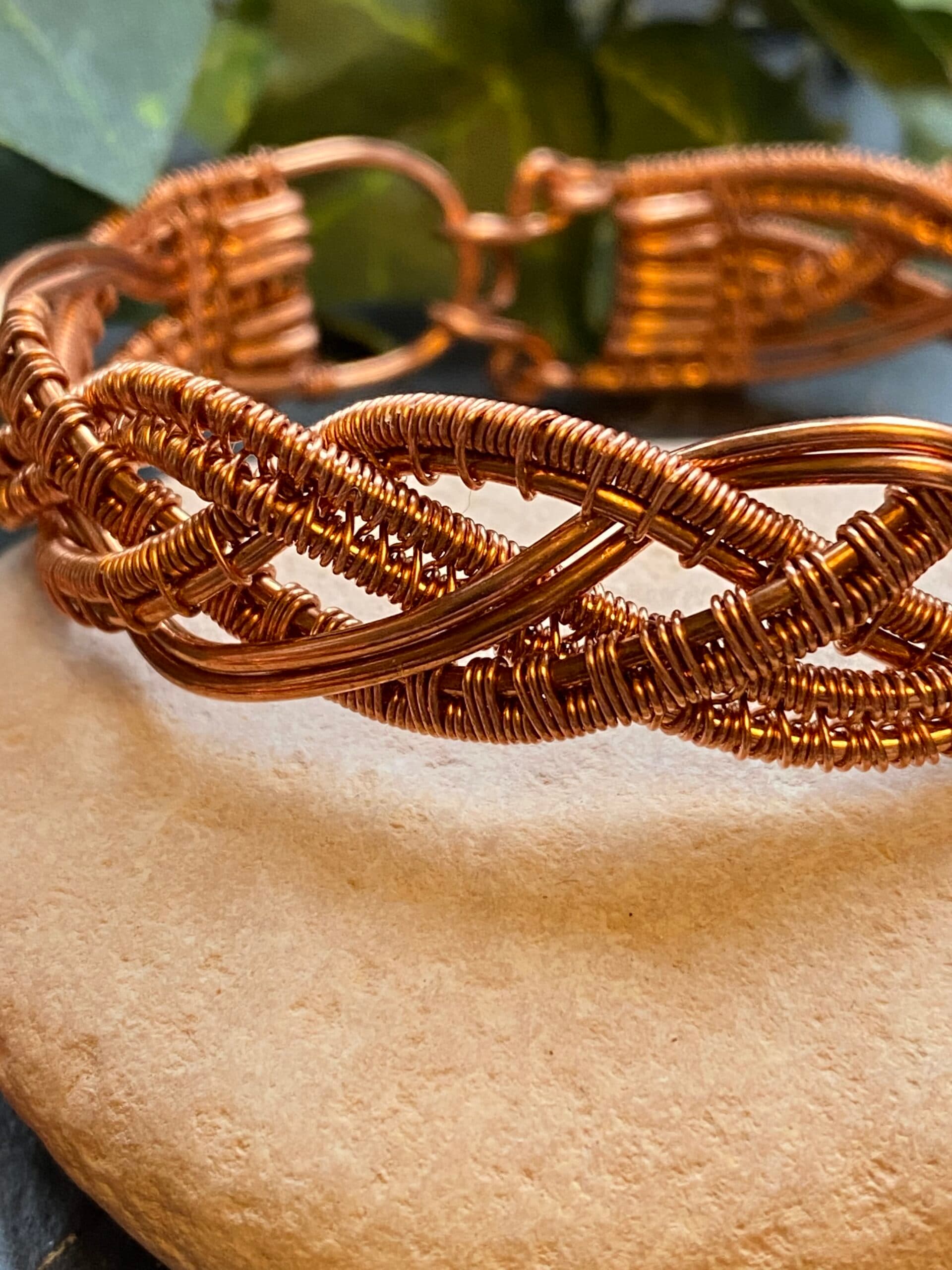 Copper 4 Strand Braid Bracelet Bangle, view 4