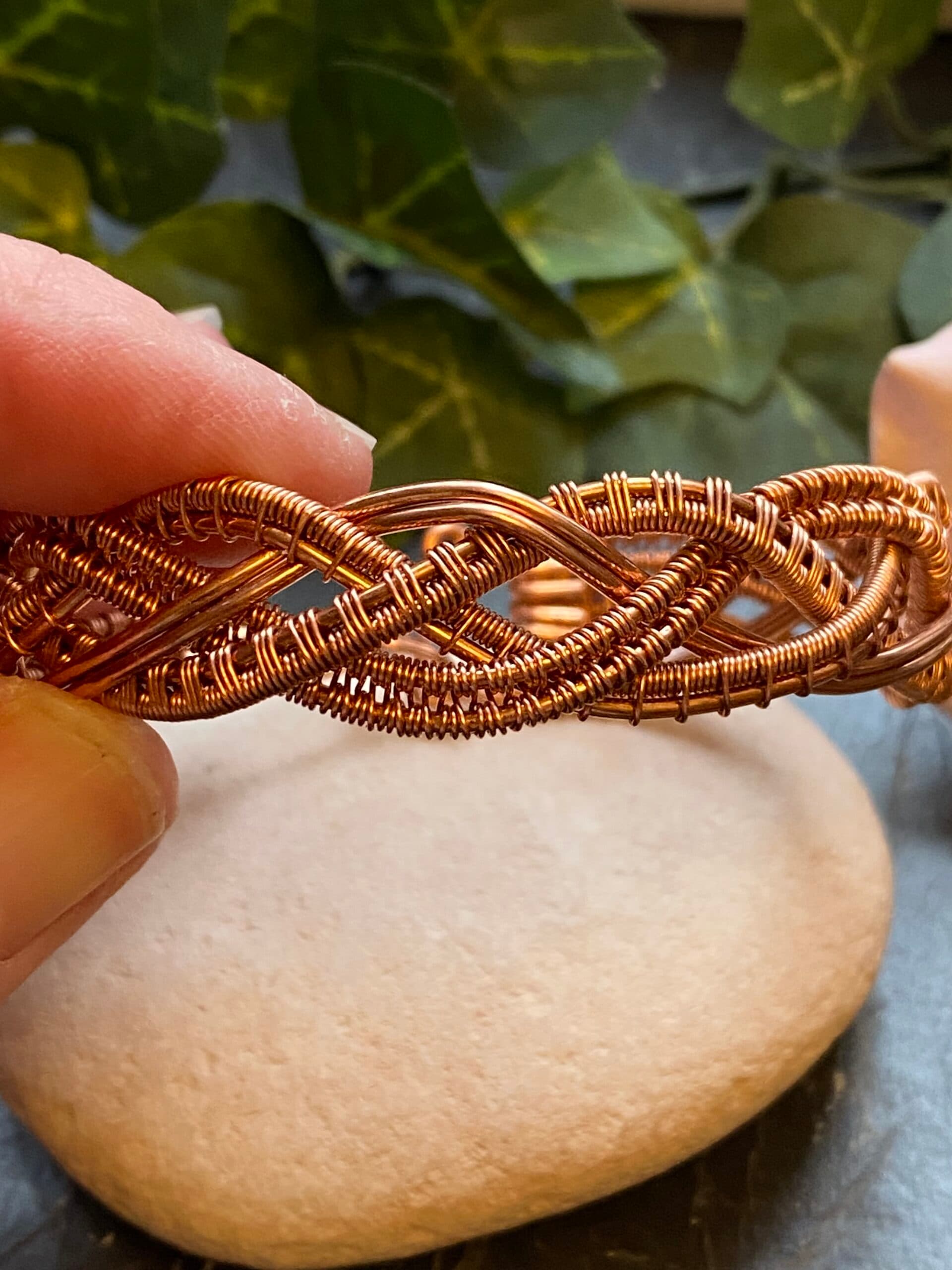 Copper 4 Strand Braid Bracelet Bangle, view 2