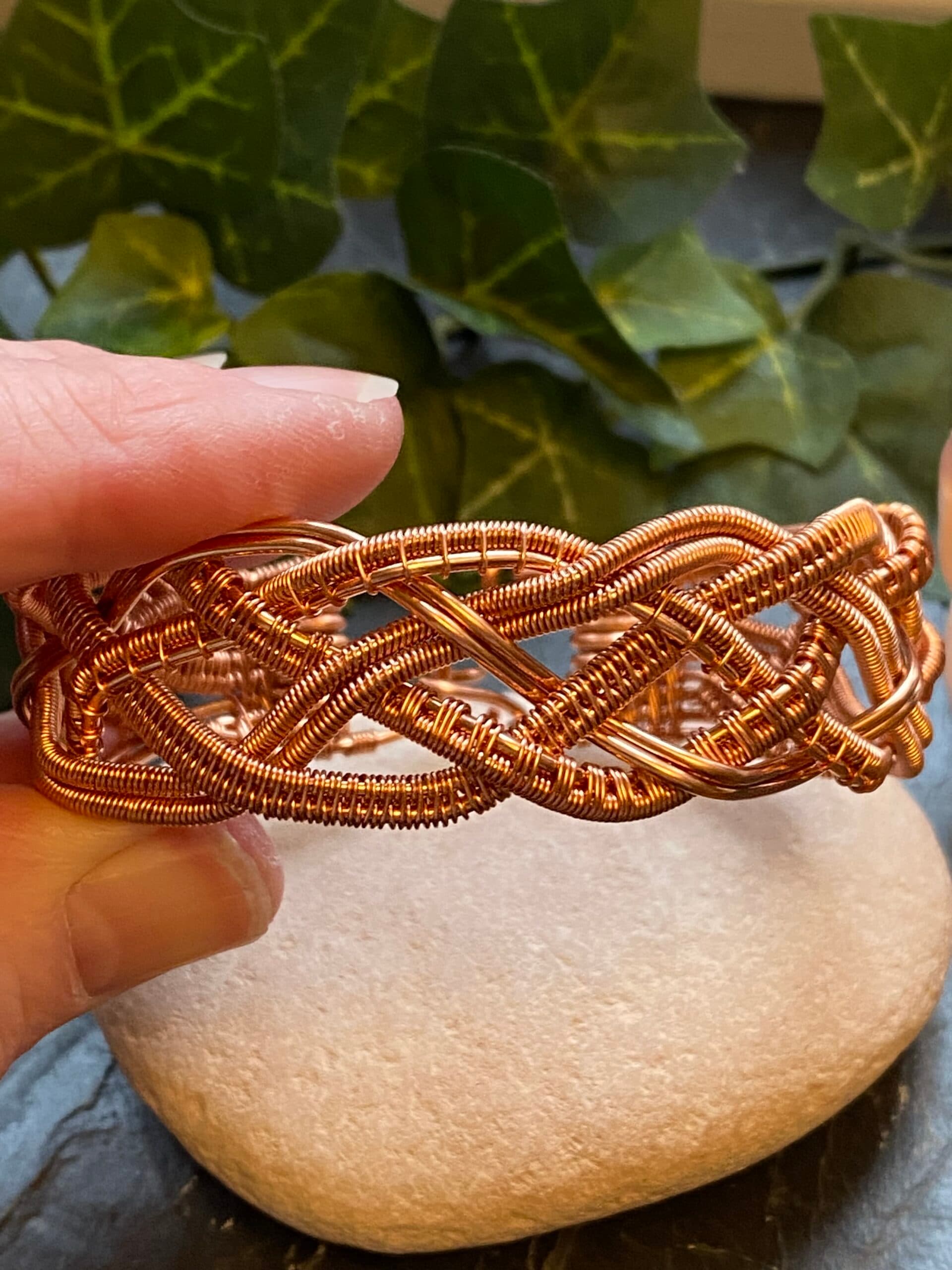Copper 5 strand braided bracelet with Hook Closure, view 6