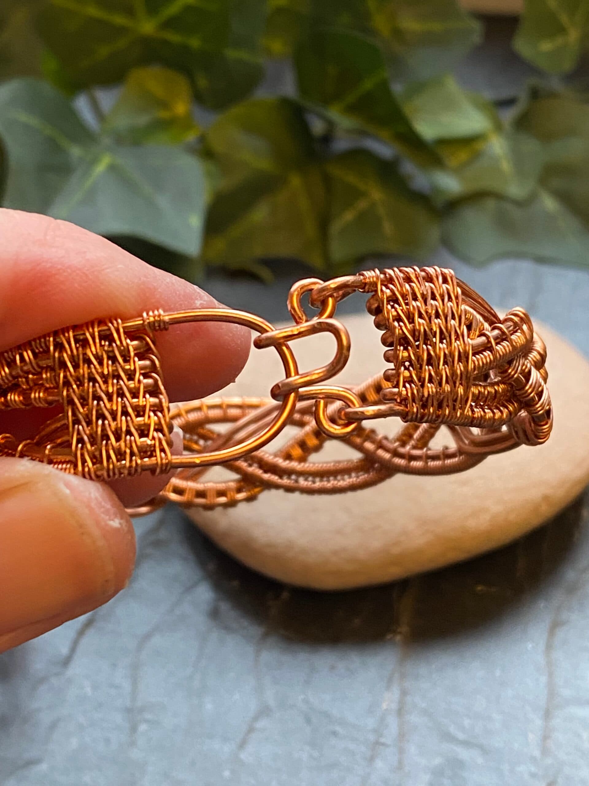 Copper 5 strand braided bracelet with Hook Closure, view 7