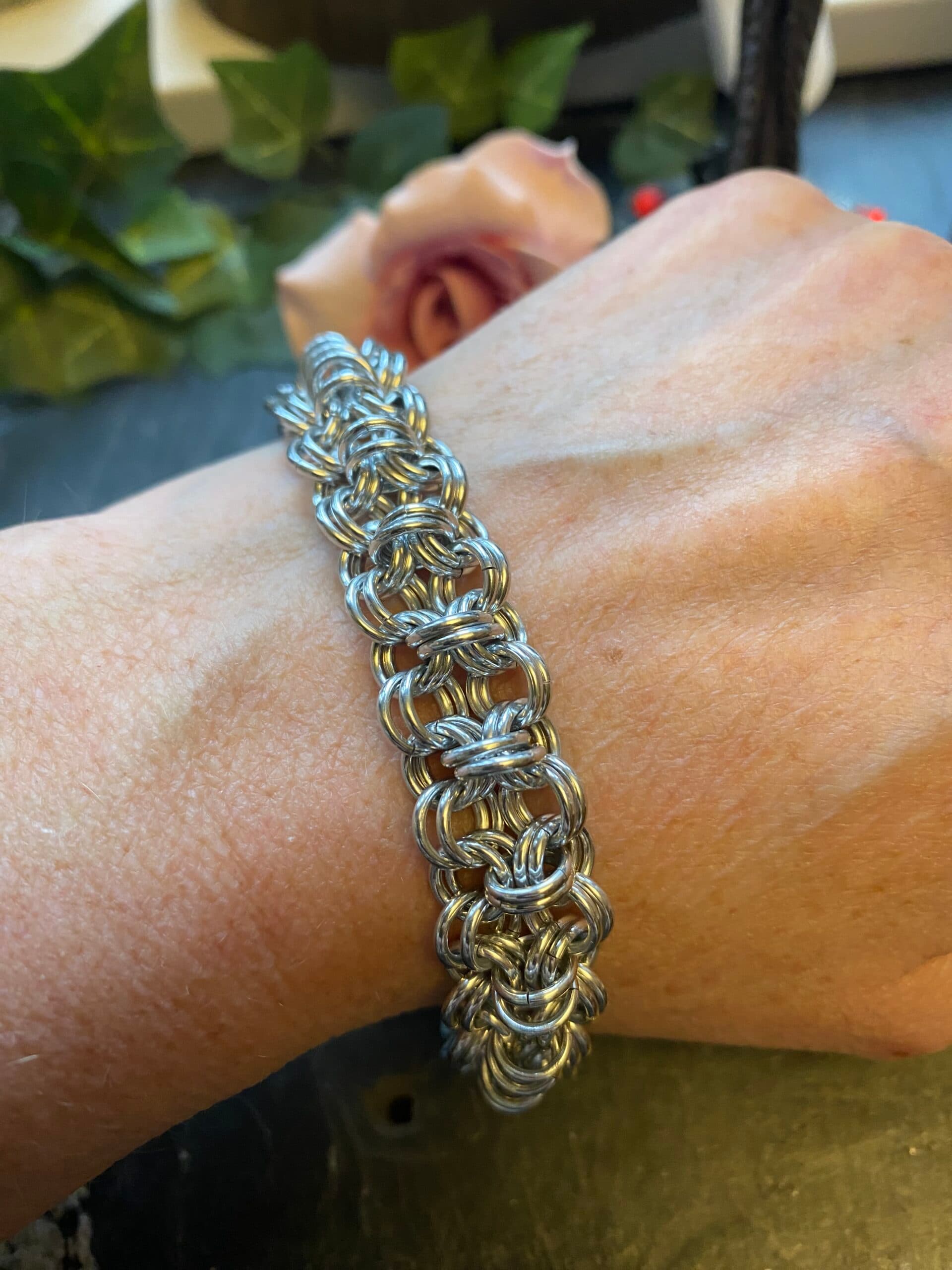 Japanese Double Four and One Chainmail Bracelet, view 6