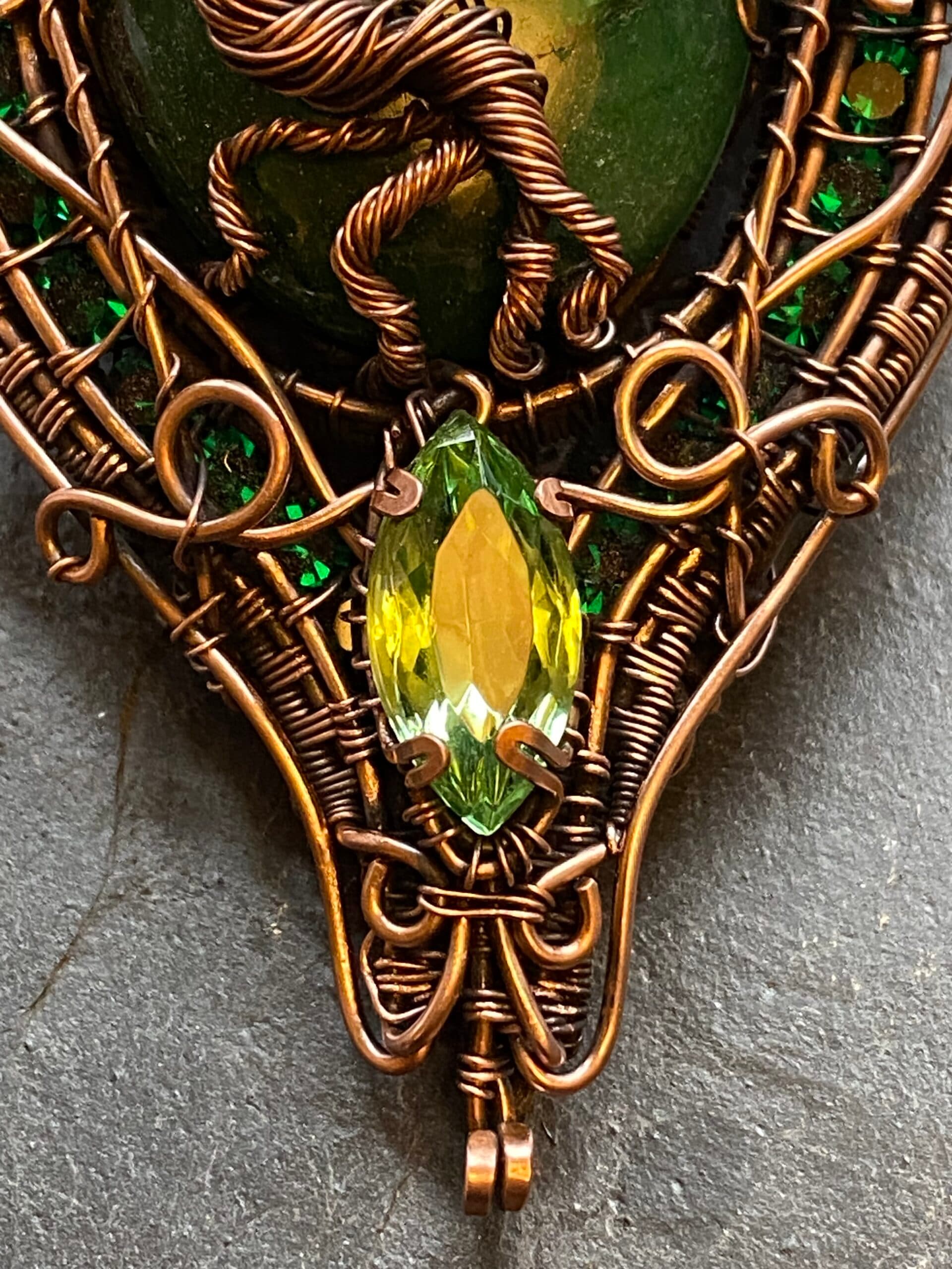 Brazilian Emerald Copper Wire Wrapped Necklace, view 4