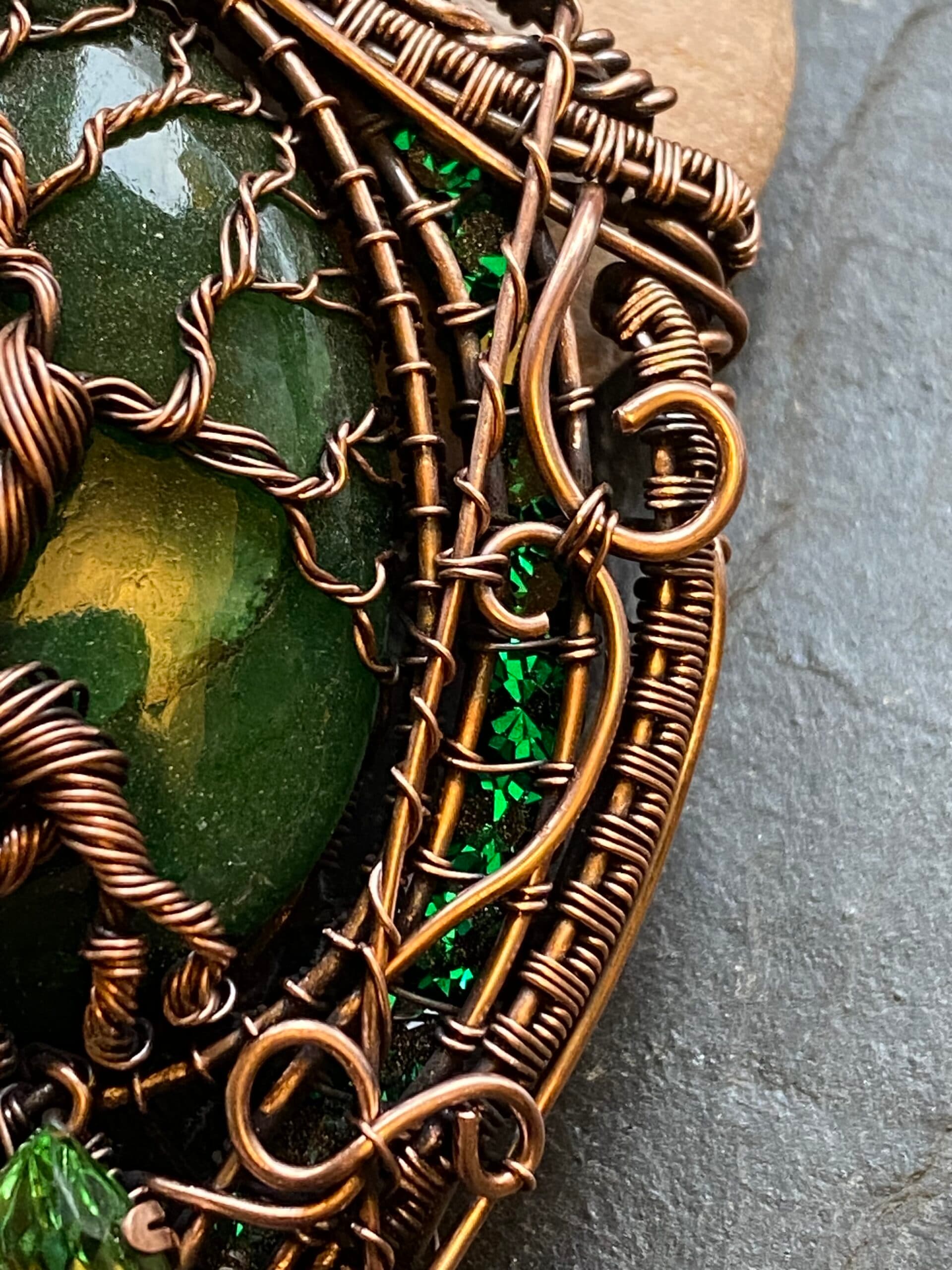 Brazilian Emerald Copper Wire Wrapped Necklace, view 5