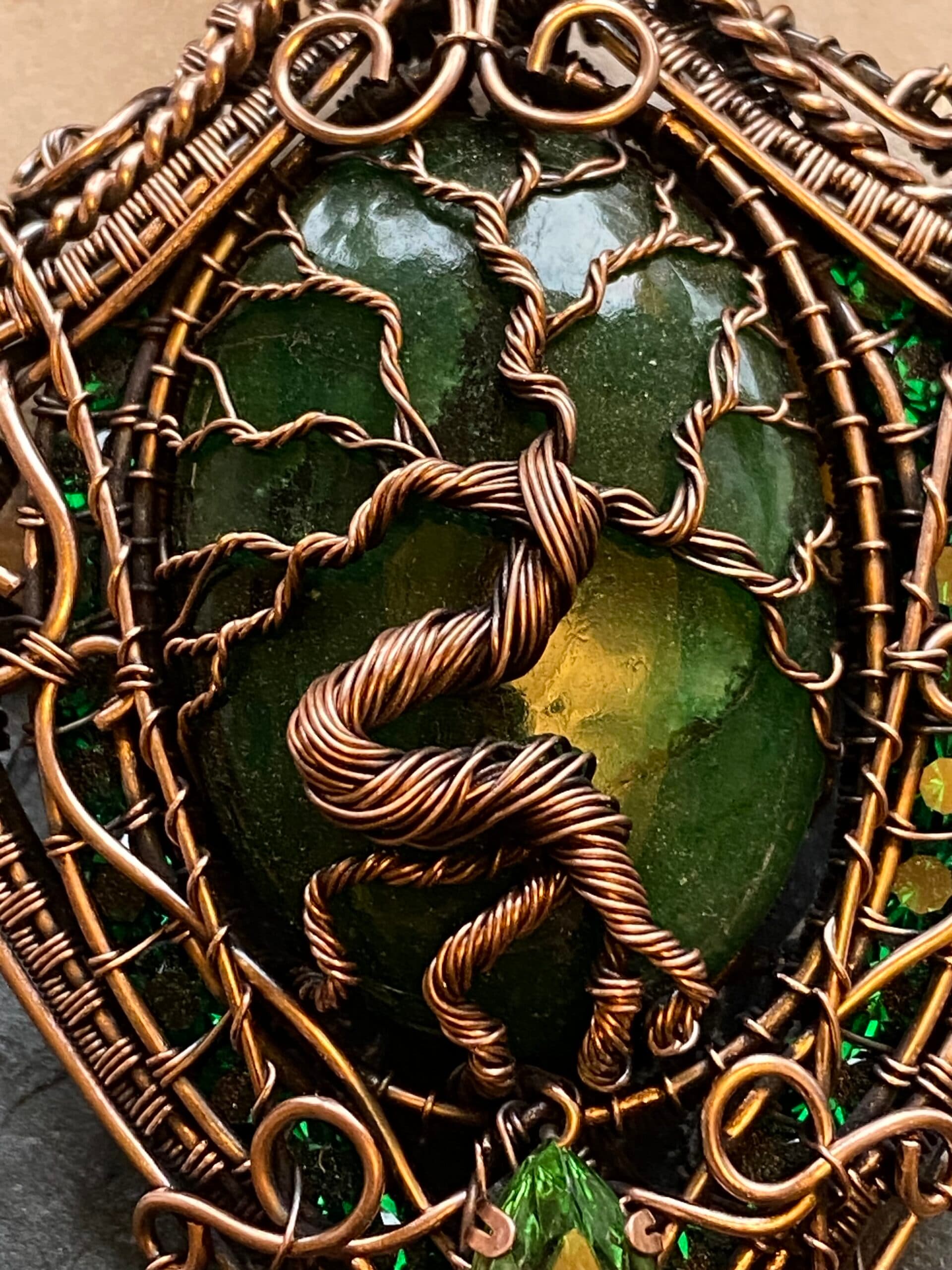 Brazilian Emerald Copper Wire Wrapped Necklace, view 6