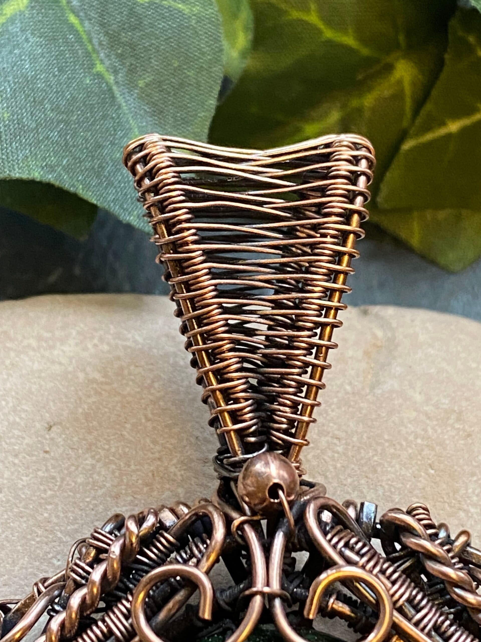 Brazilian Emerald Copper Wire Wrapped Necklace, view 8