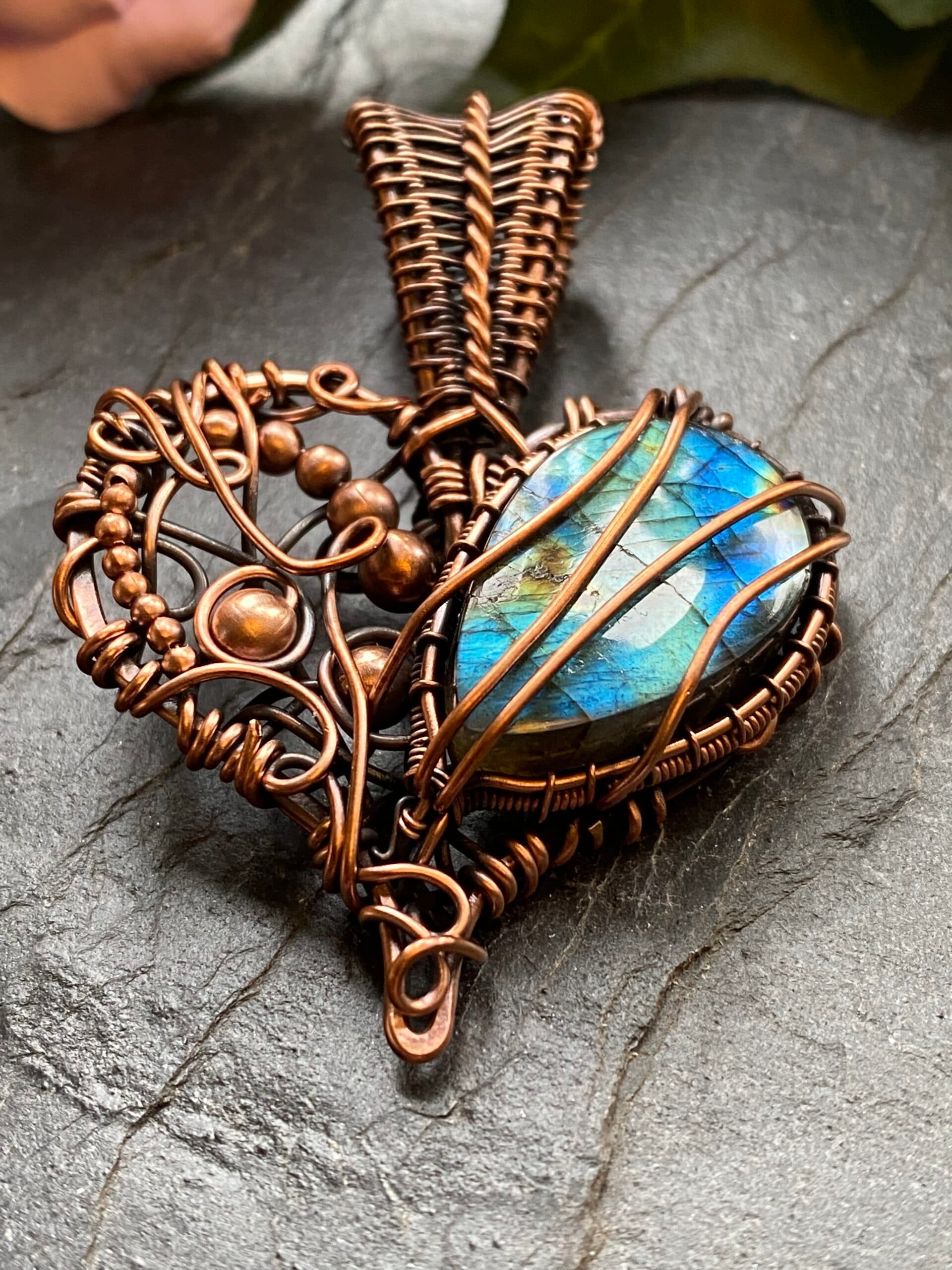 Copper Labradorite Heart Pendant, view 8