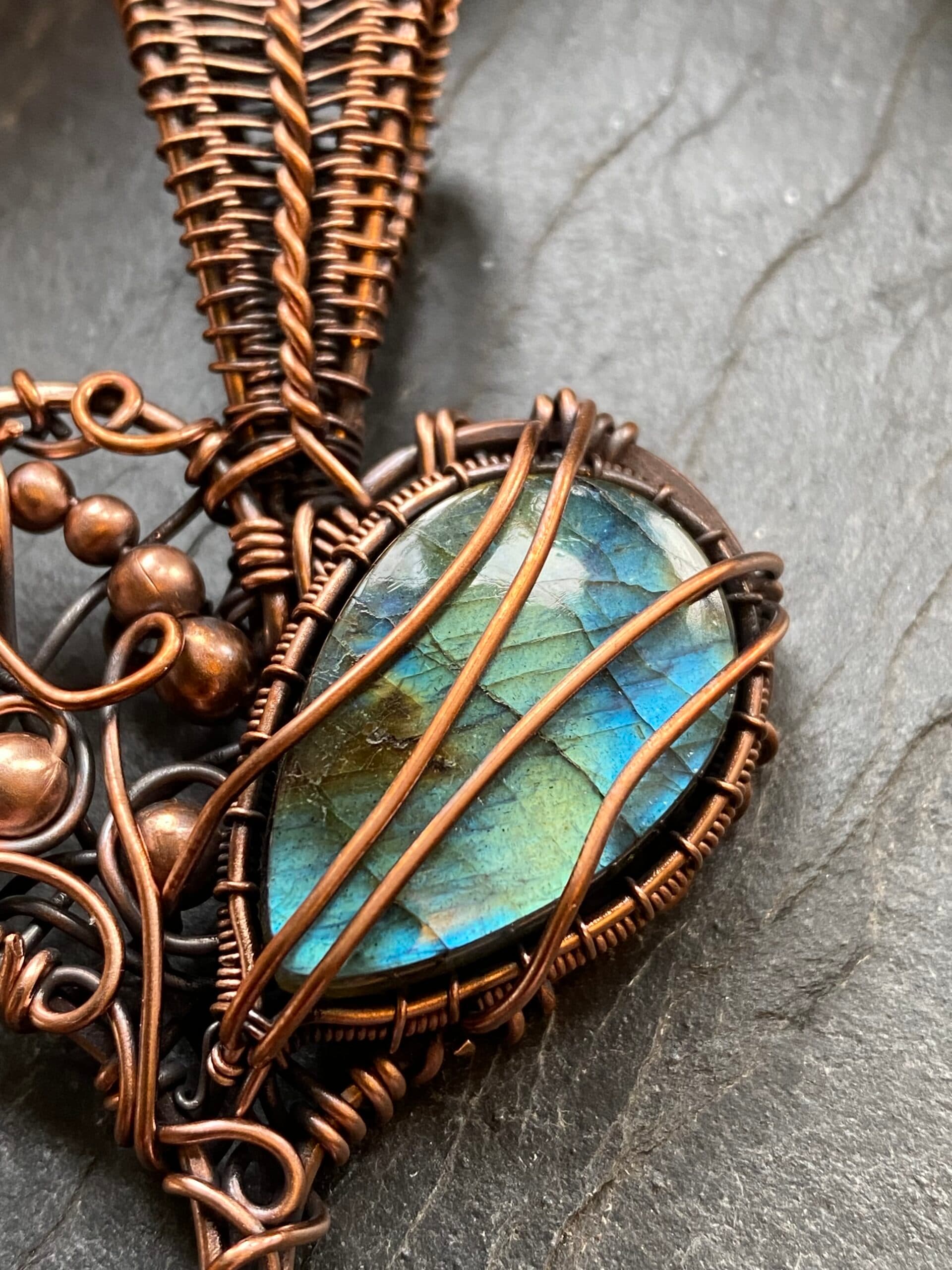 Copper Labradorite Heart Pendant, view 5