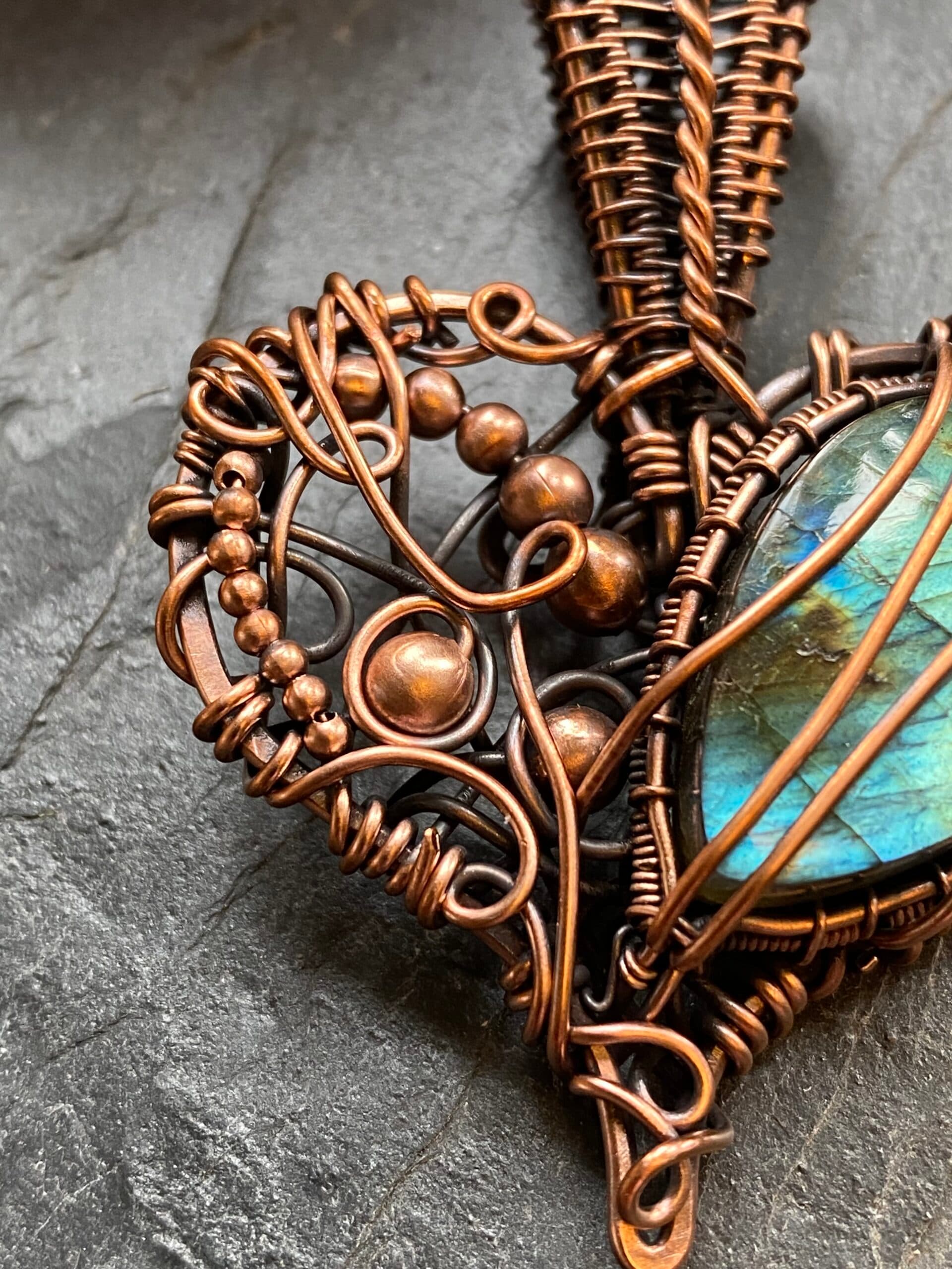 Copper Labradorite Heart Pendant, view 6