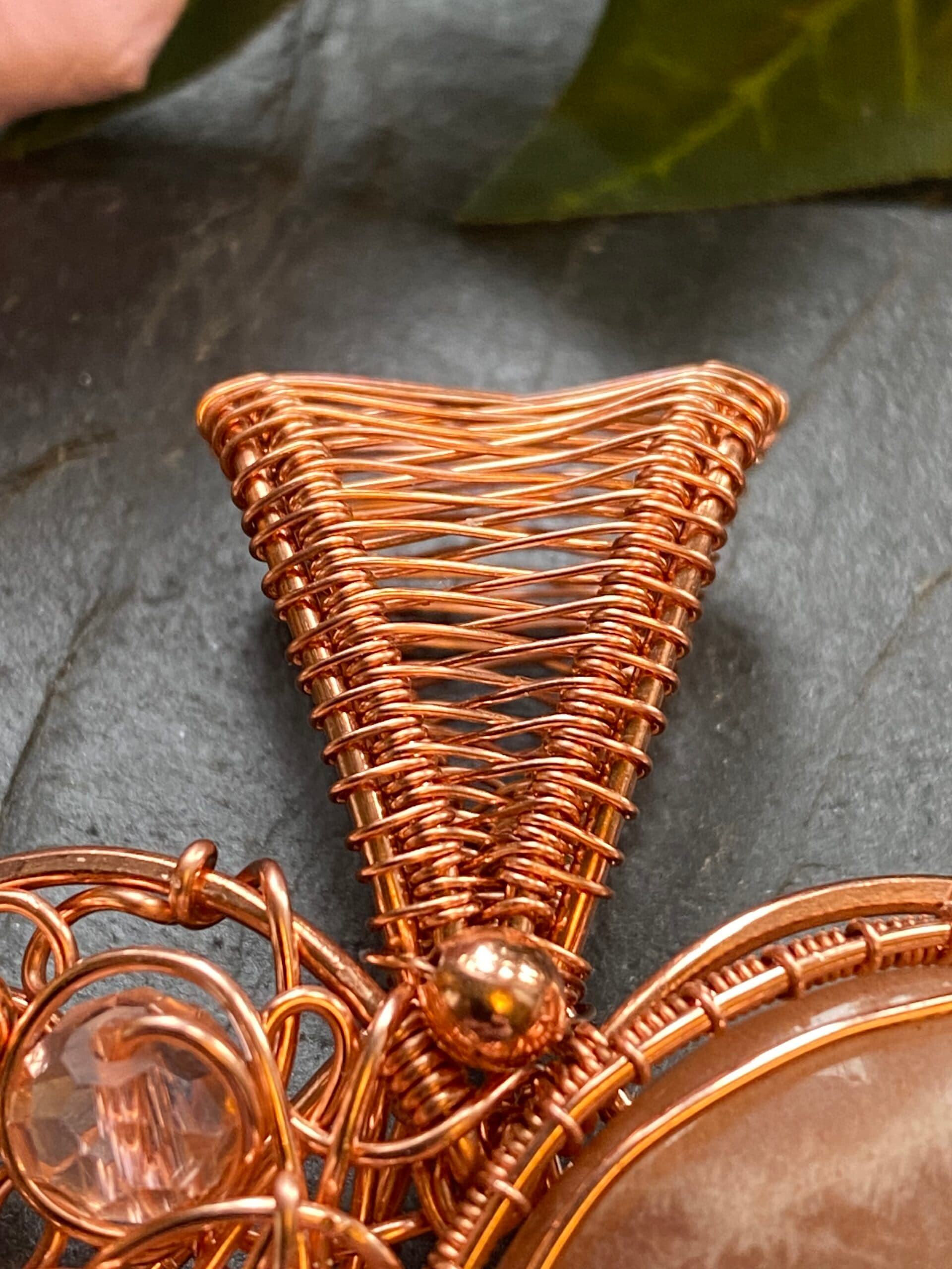 Peach Moonstone Heart Pendant, view 7