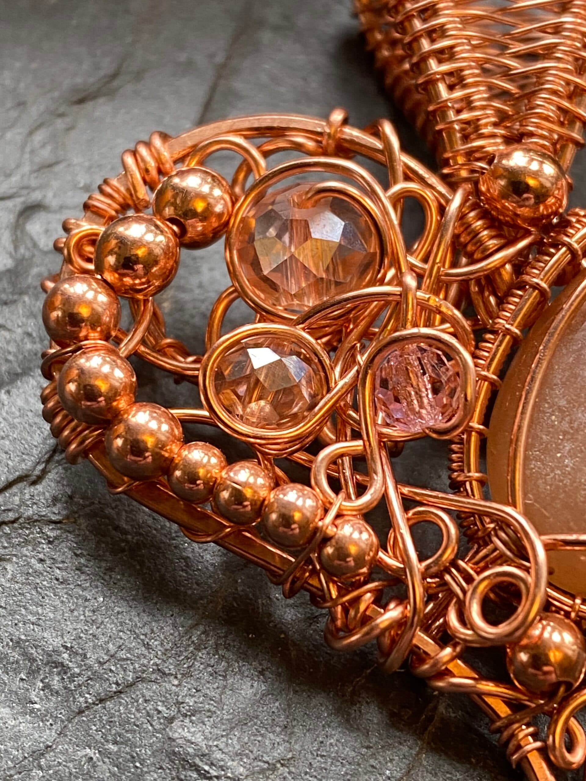 Peach Moonstone Heart Pendant, view 6