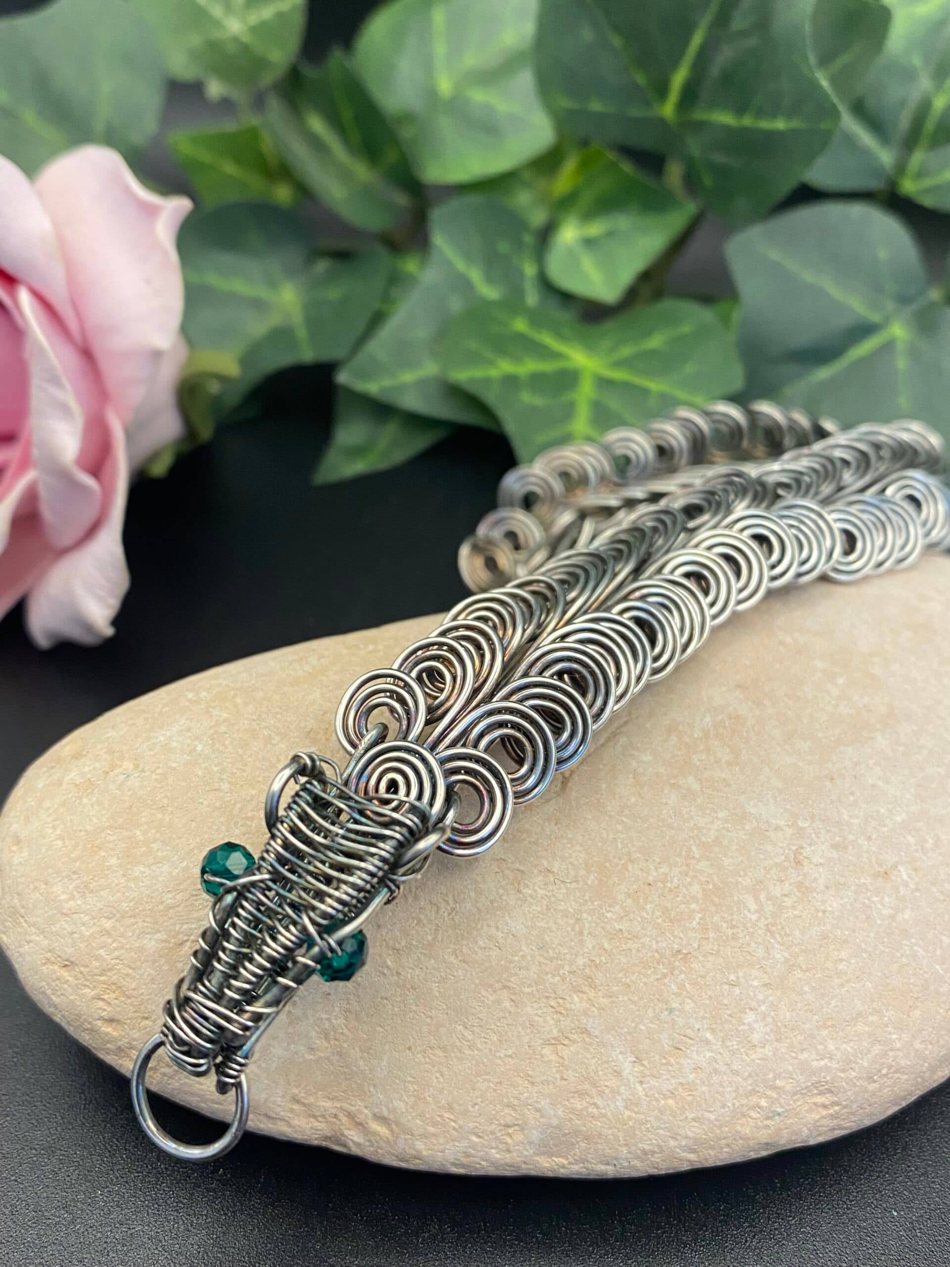 Dragon Scale Silver Plated Bracelet Handmade, view 2