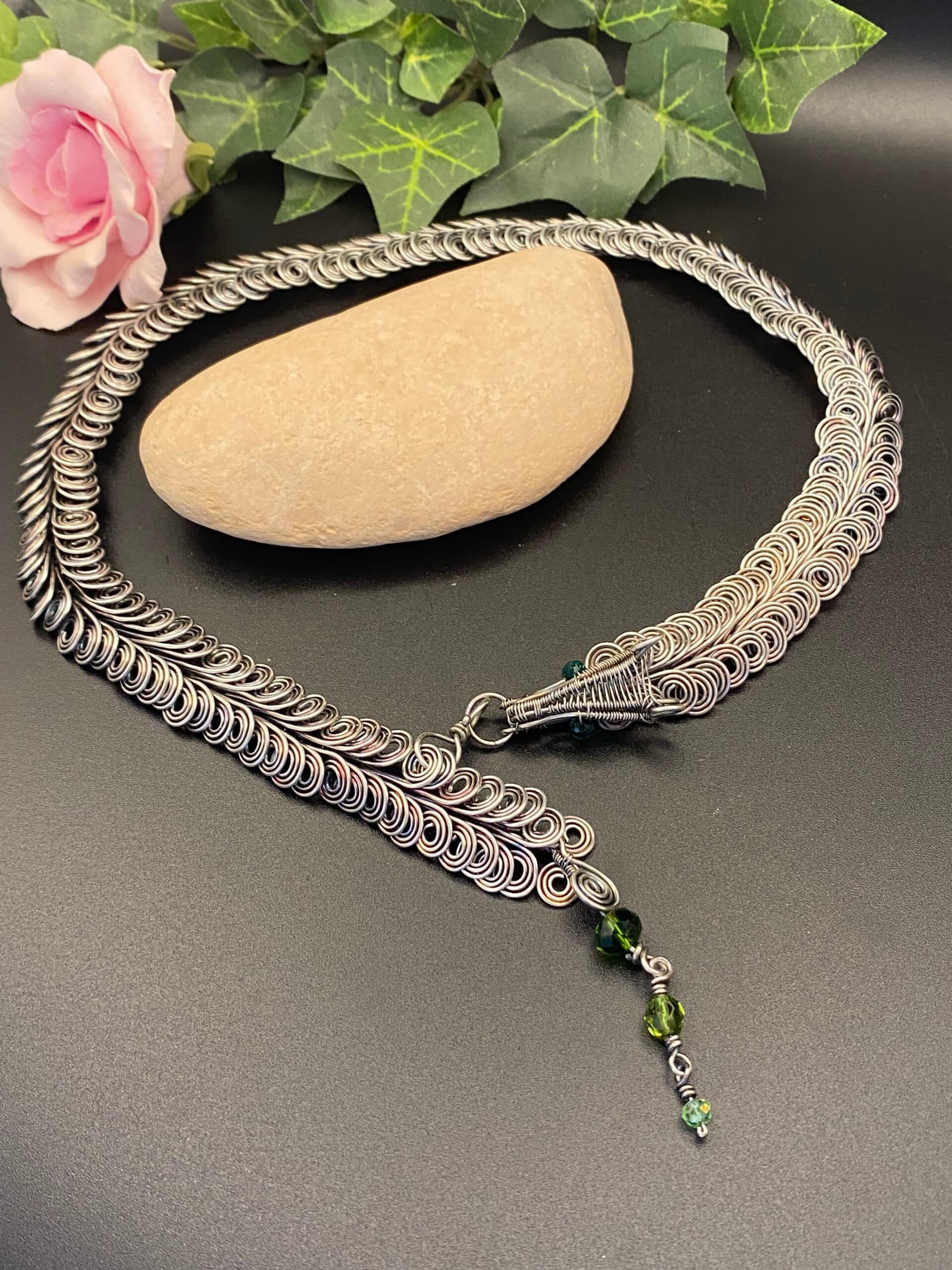 Dragon Scale Silver Plated Necklace, view 2