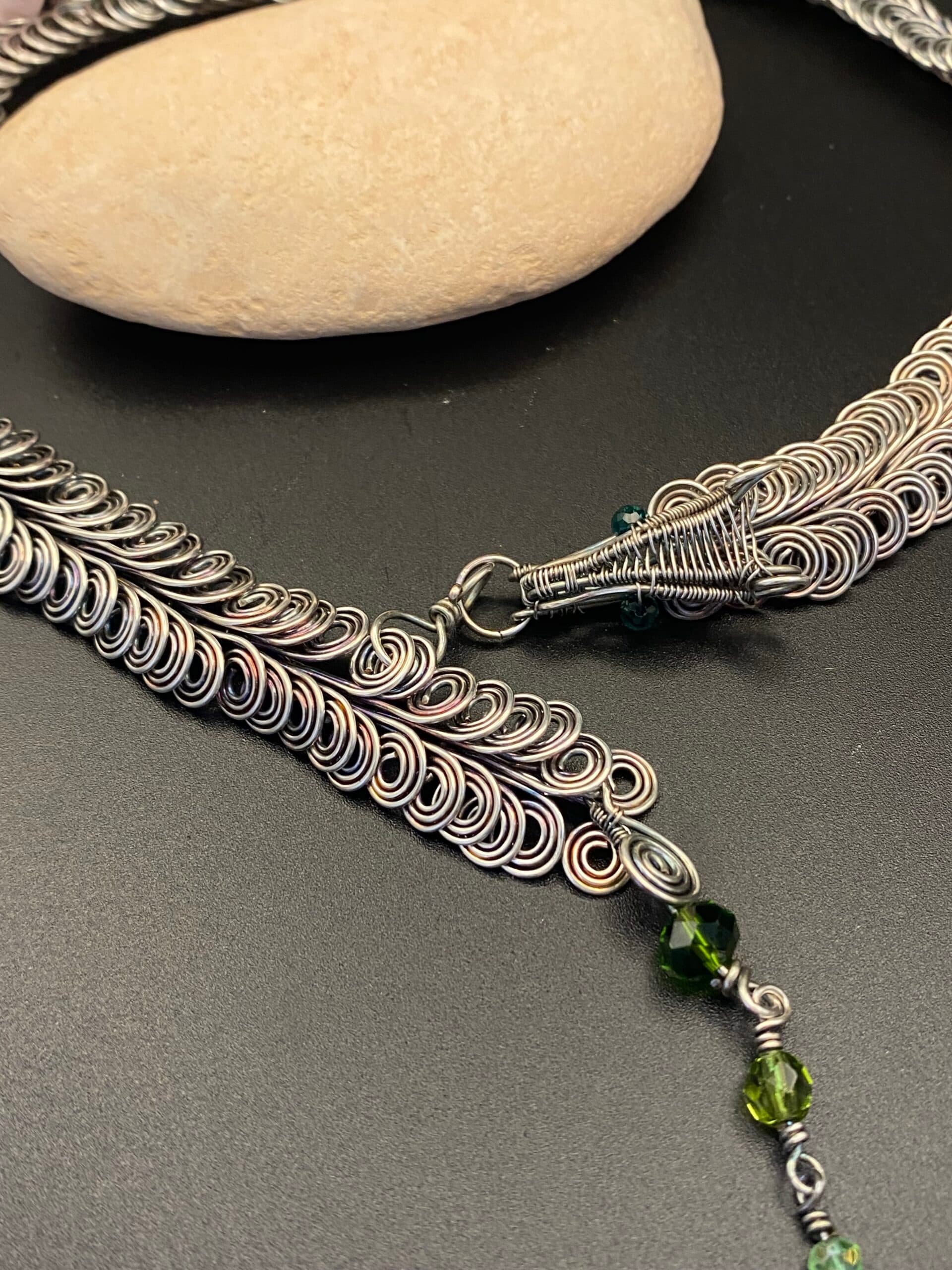 Dragon Scale Silver Plated Necklace, view 3