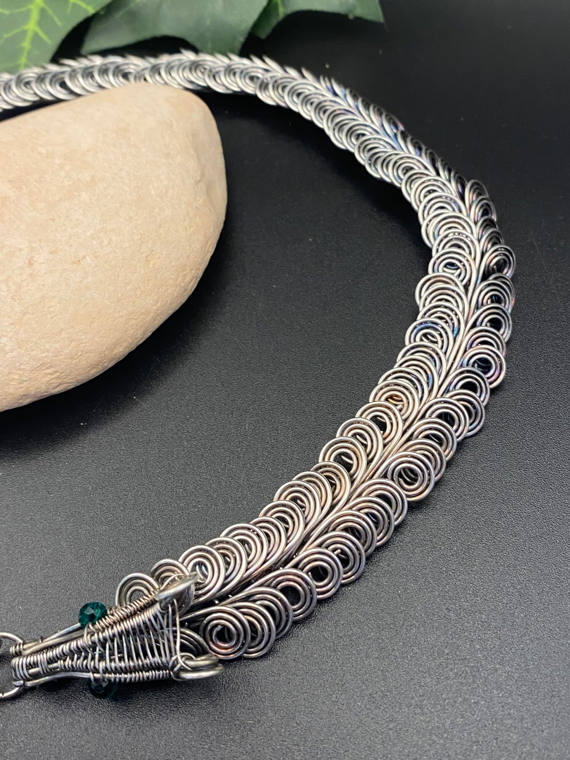 Dragon Scale Silver Plated Necklace, view 5