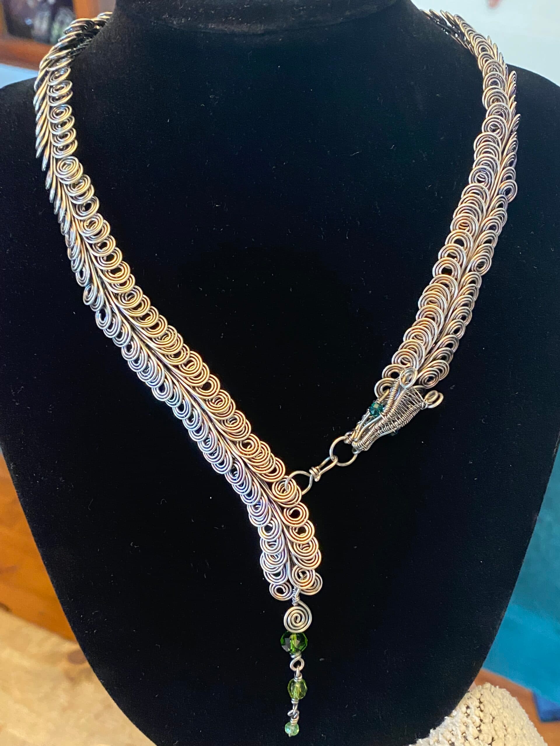 Dragon Scale Silver Plated Necklace, view 6