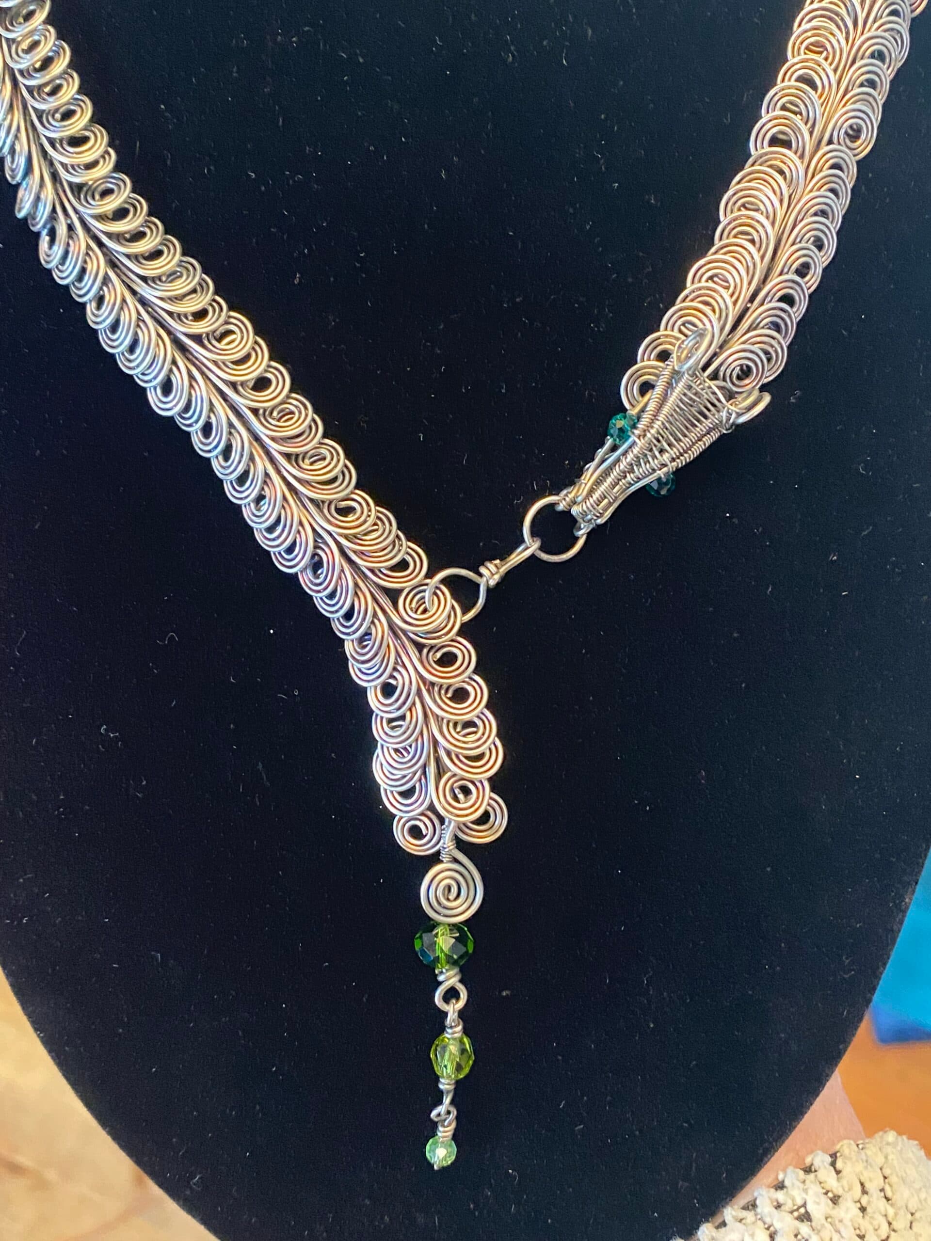 Dragon Scale Silver Plated Necklace, view 7