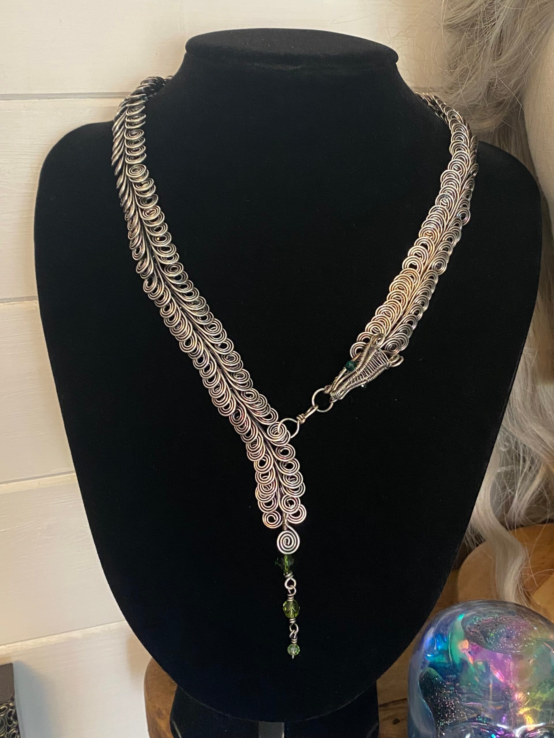 Dragon Scale Silver Plated Necklace, view 8
