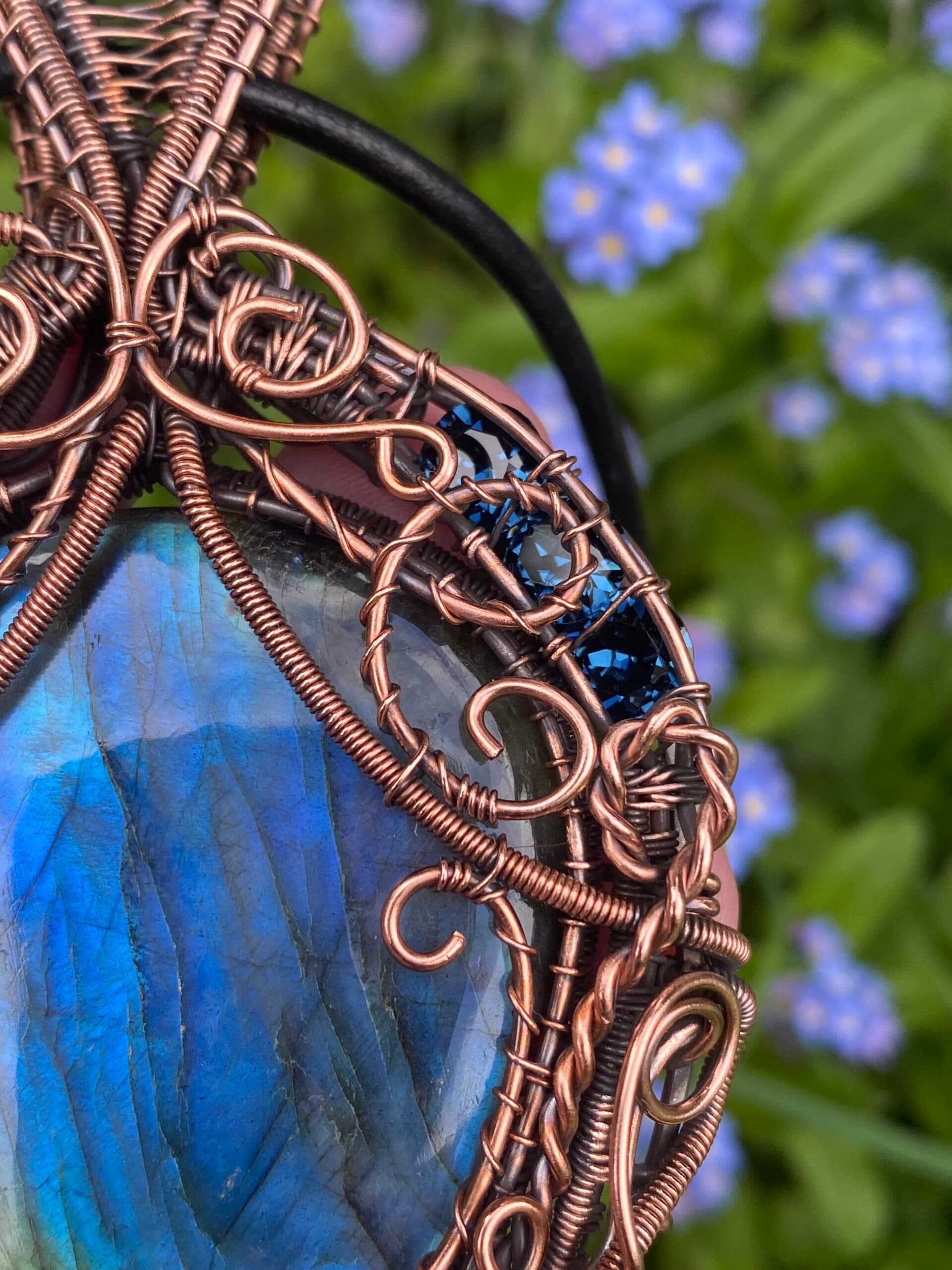 Large Blue Flash Labradorite Statement Necklace, view 8