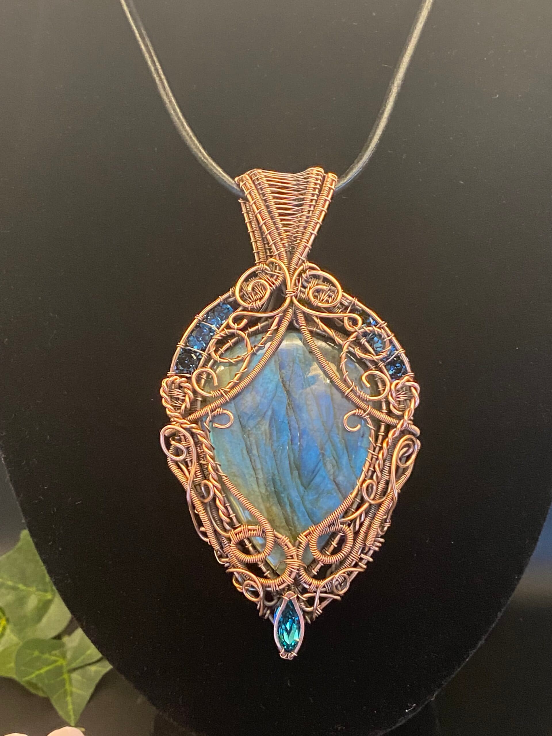 Large Blue Flash Labradorite Statement Necklace, view 14
