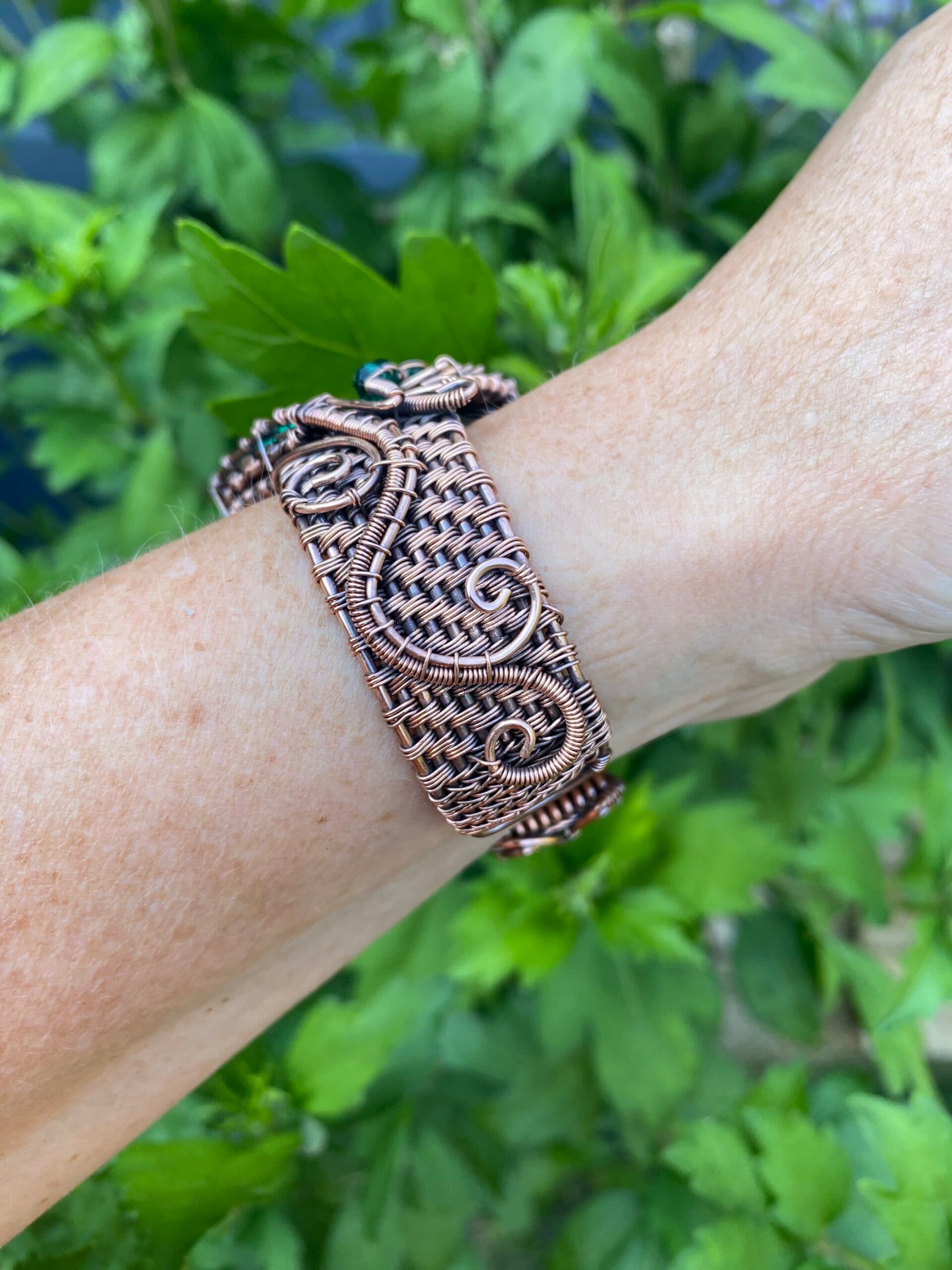 Forest dragon copper cuff bracelet, view 7