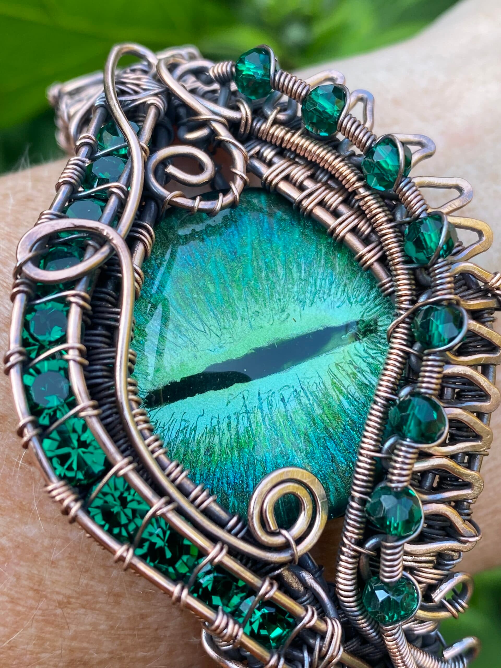 Forest dragon copper cuff bracelet, view 5