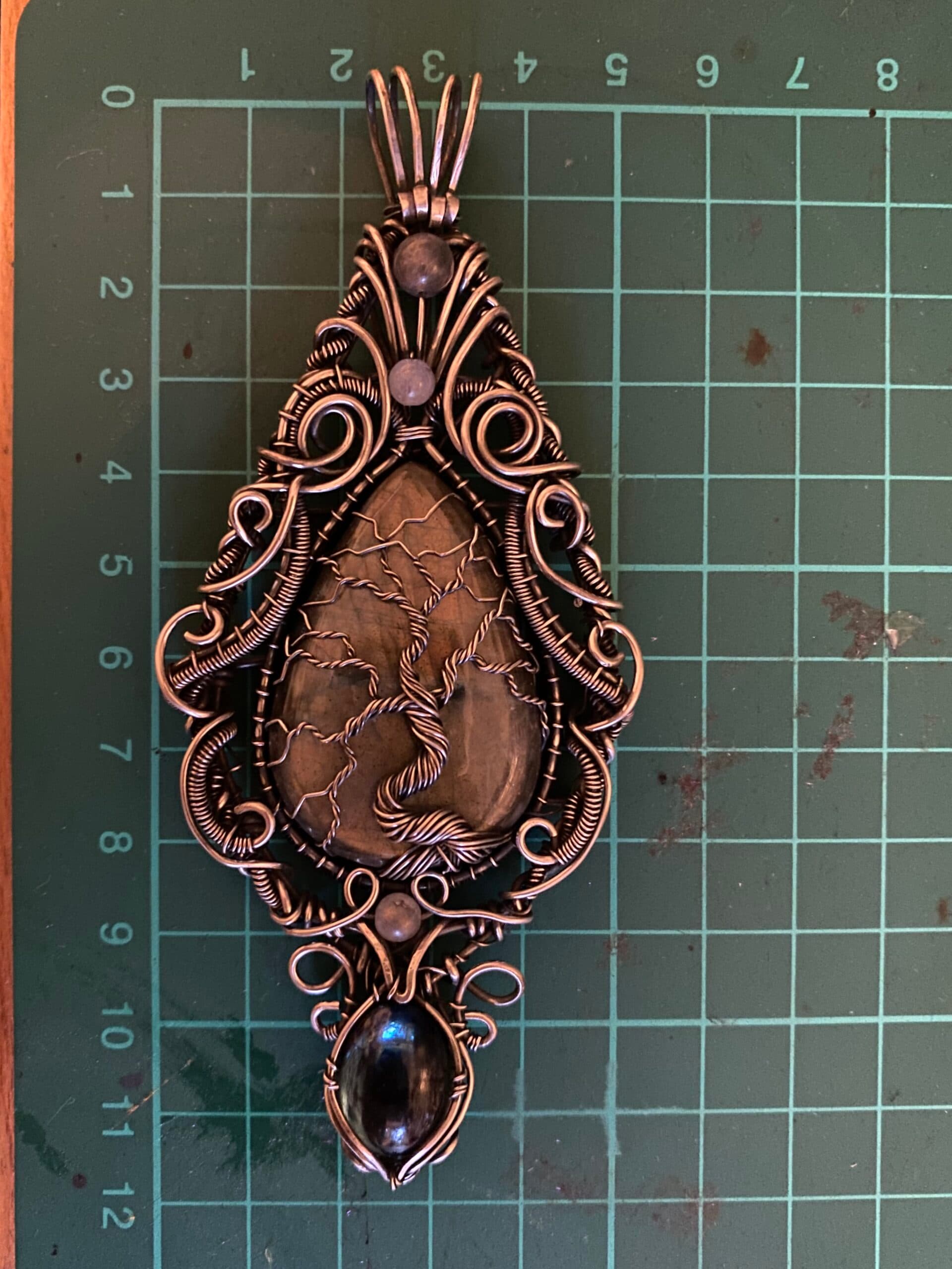 Labradorite Tree of Life Pendant | Ornate Silver Filled Wire Wrapped Jewellery, view 9