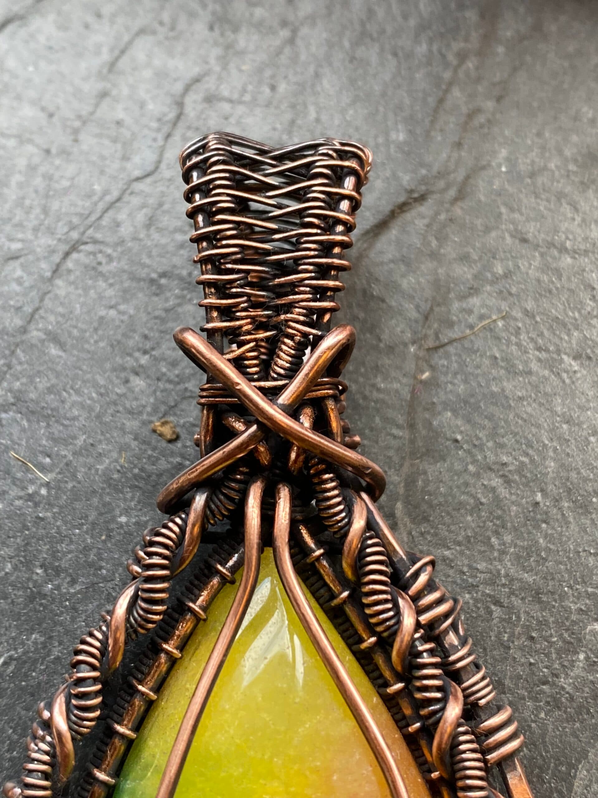 Rainbow Agate Pendant | Handmade Copper Wire Wrapped Jewellery, view 3
