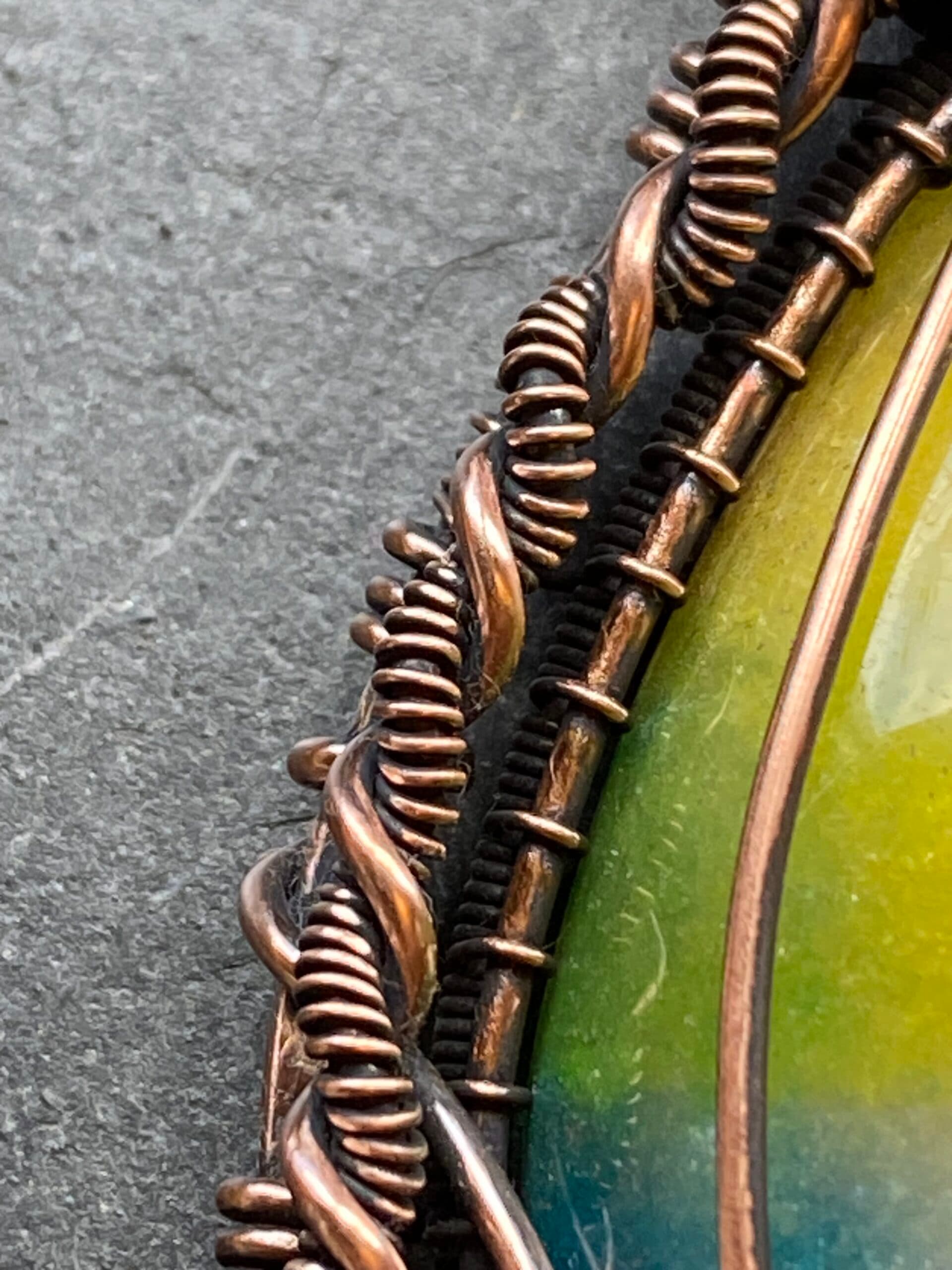 Rainbow Agate Pendant | Handmade Copper Wire Wrapped Jewellery, view 5