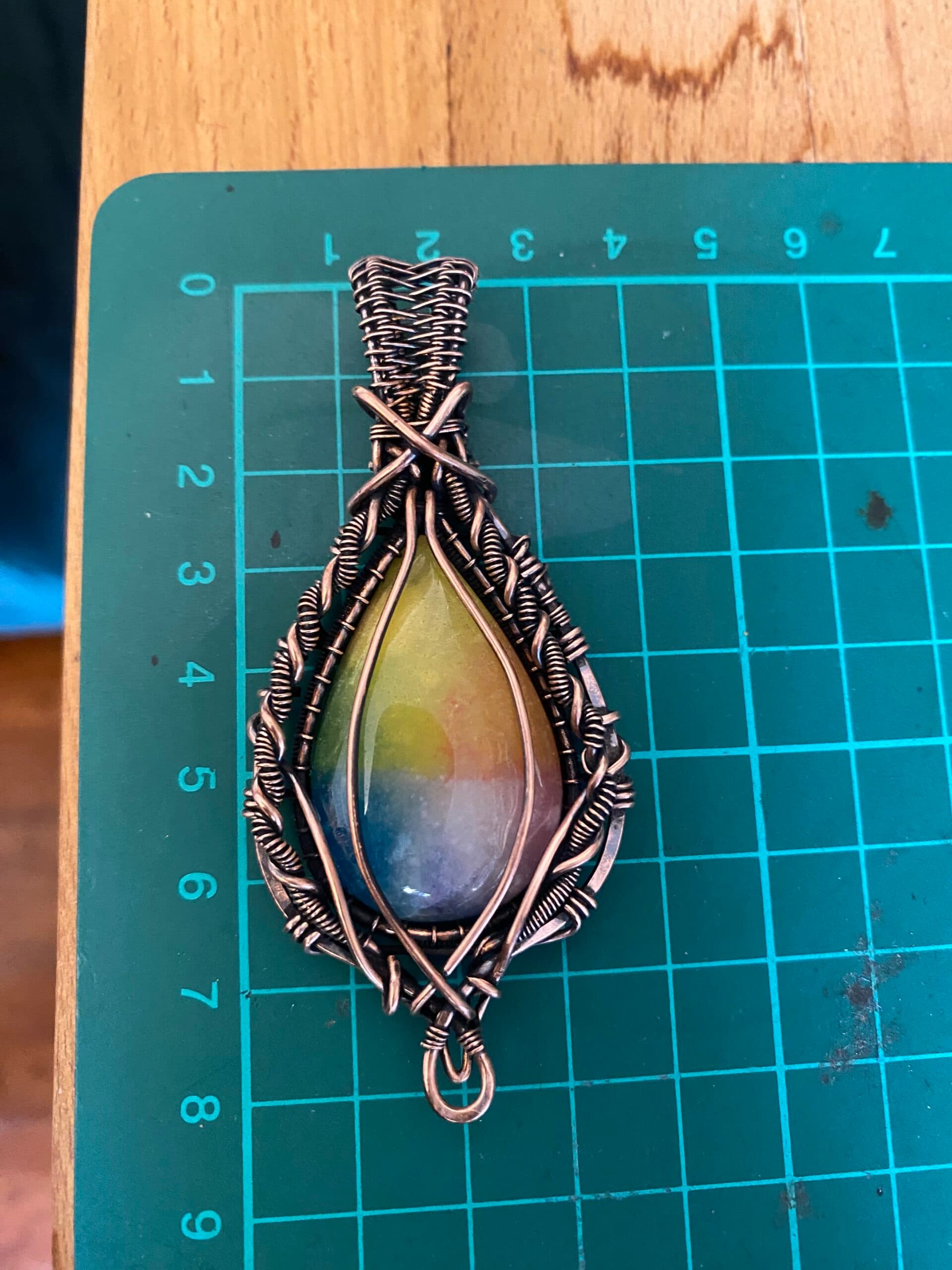 Rainbow Agate Pendant | Handmade Copper Wire Wrapped Jewellery, view 7