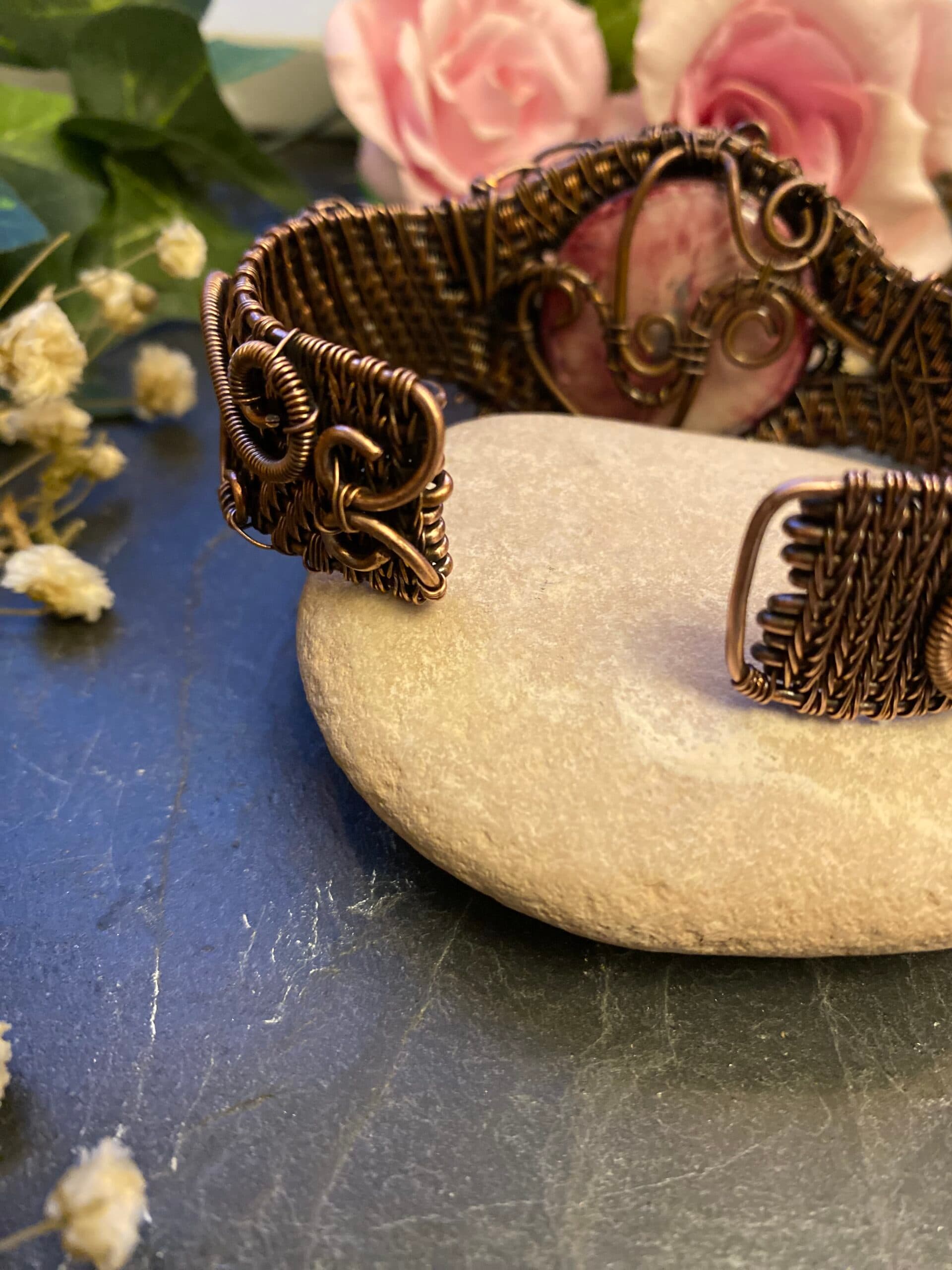 Red Dragon Eye Cuff Bracelet | Adjustable Copper Wire Jewellery, view 14