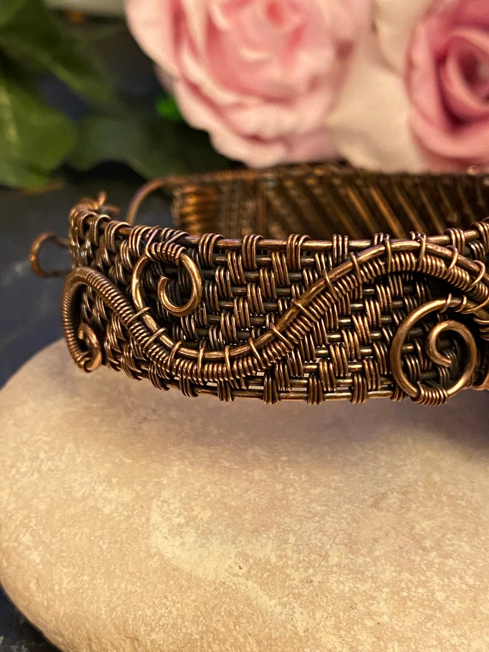 Red Dragon Eye Cuff Bracelet | Adjustable Copper Wire Jewellery, view 15