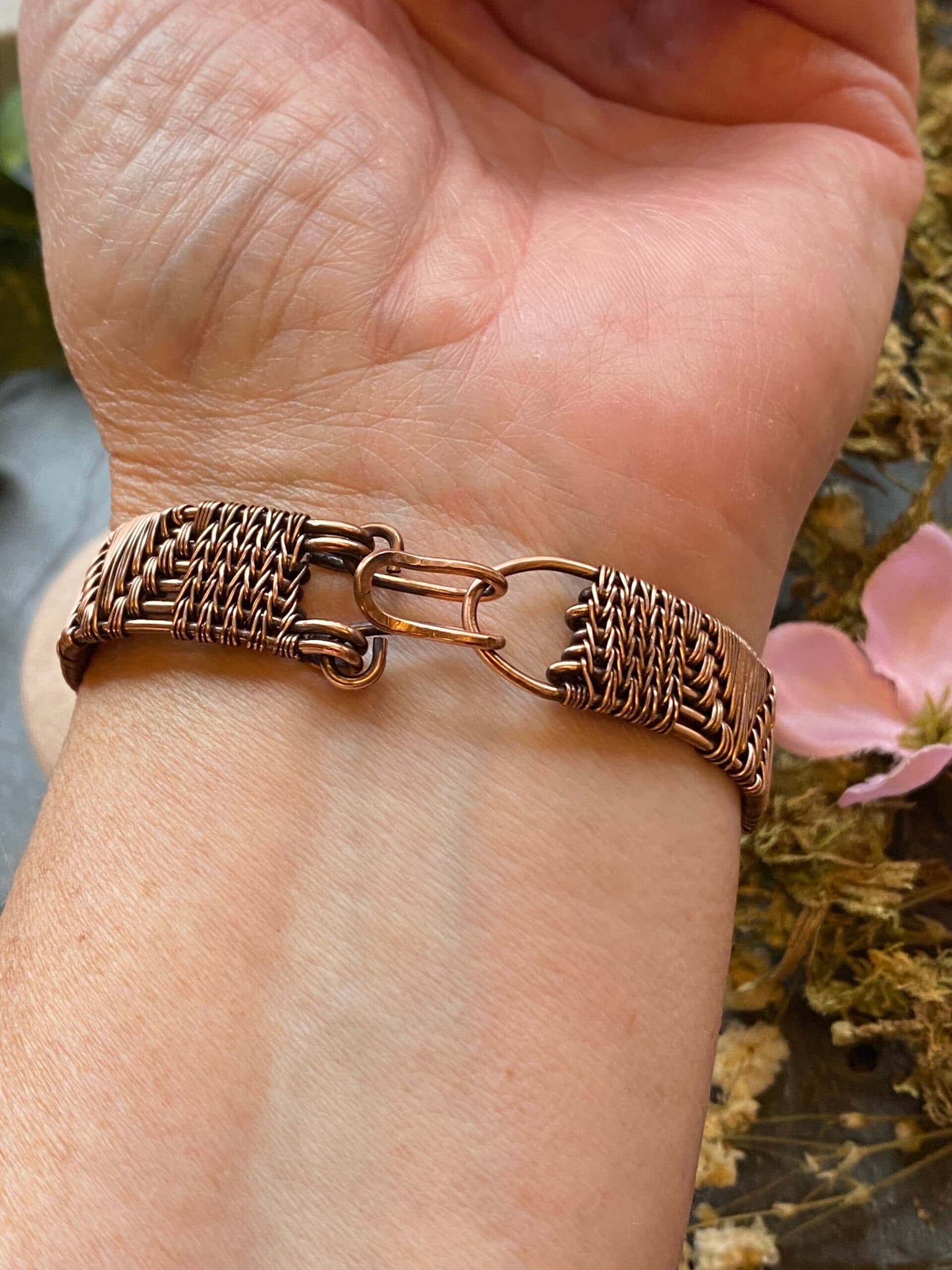 Labradorite Heart Cuff Bracelet | Handmade Copper Wire Jewellery, view 10