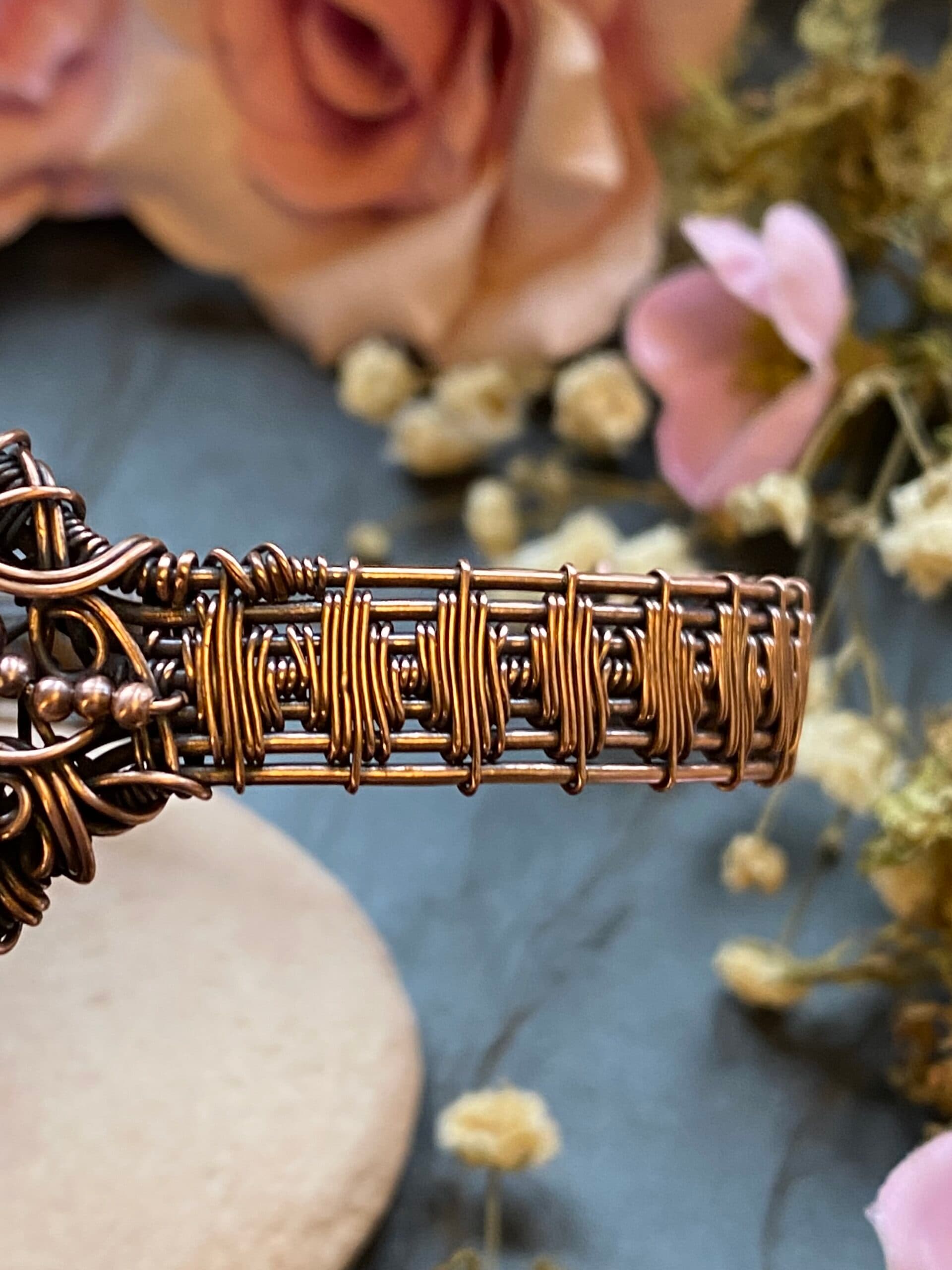 Black Onyx Moon Cuff Bracelet | Copper Wire Wrapped Gothic Jewellery, view 8