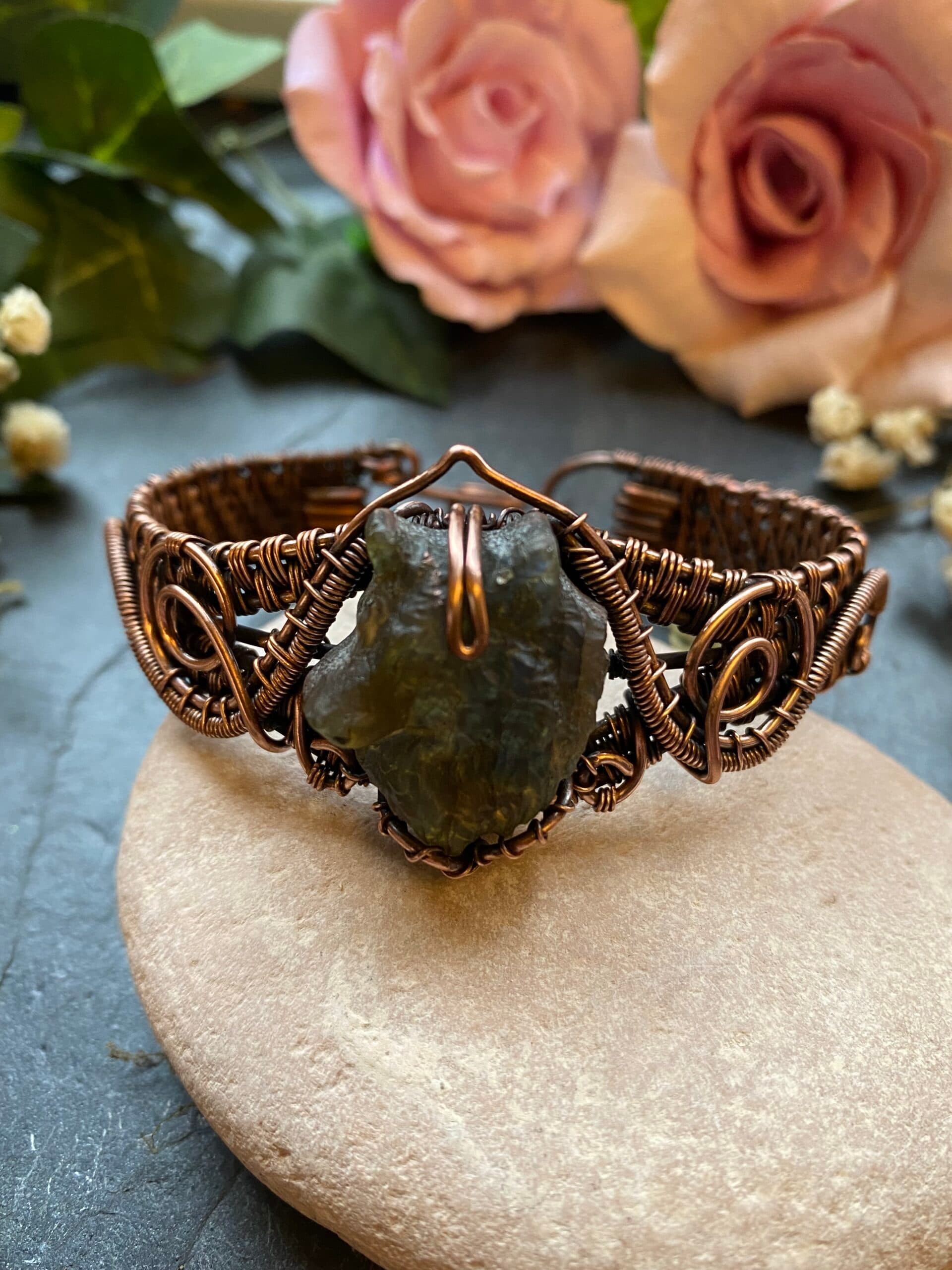 Labradorite Wolf Cuff Bracelet – Spirit of the Wolf, view 5