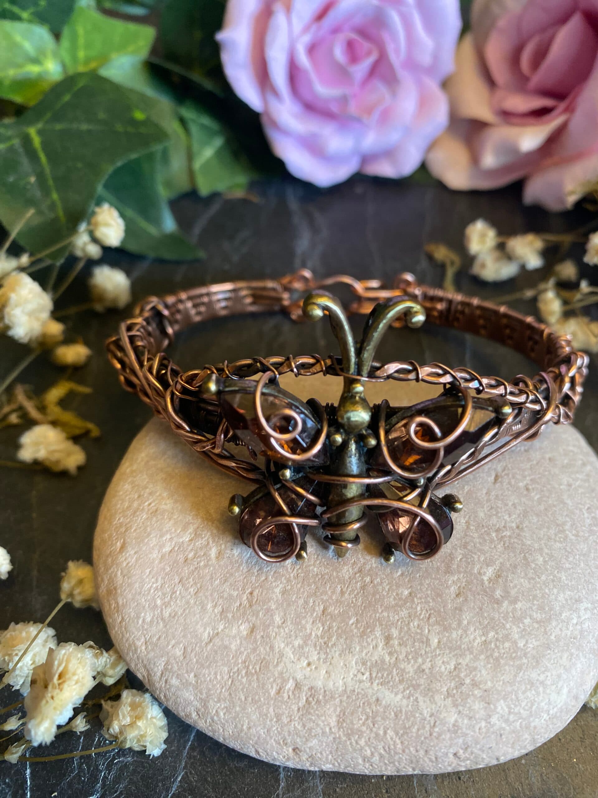Vintage Butterfly Cuff Bracelet | Handmade Copper Wire Jewellery, view 3