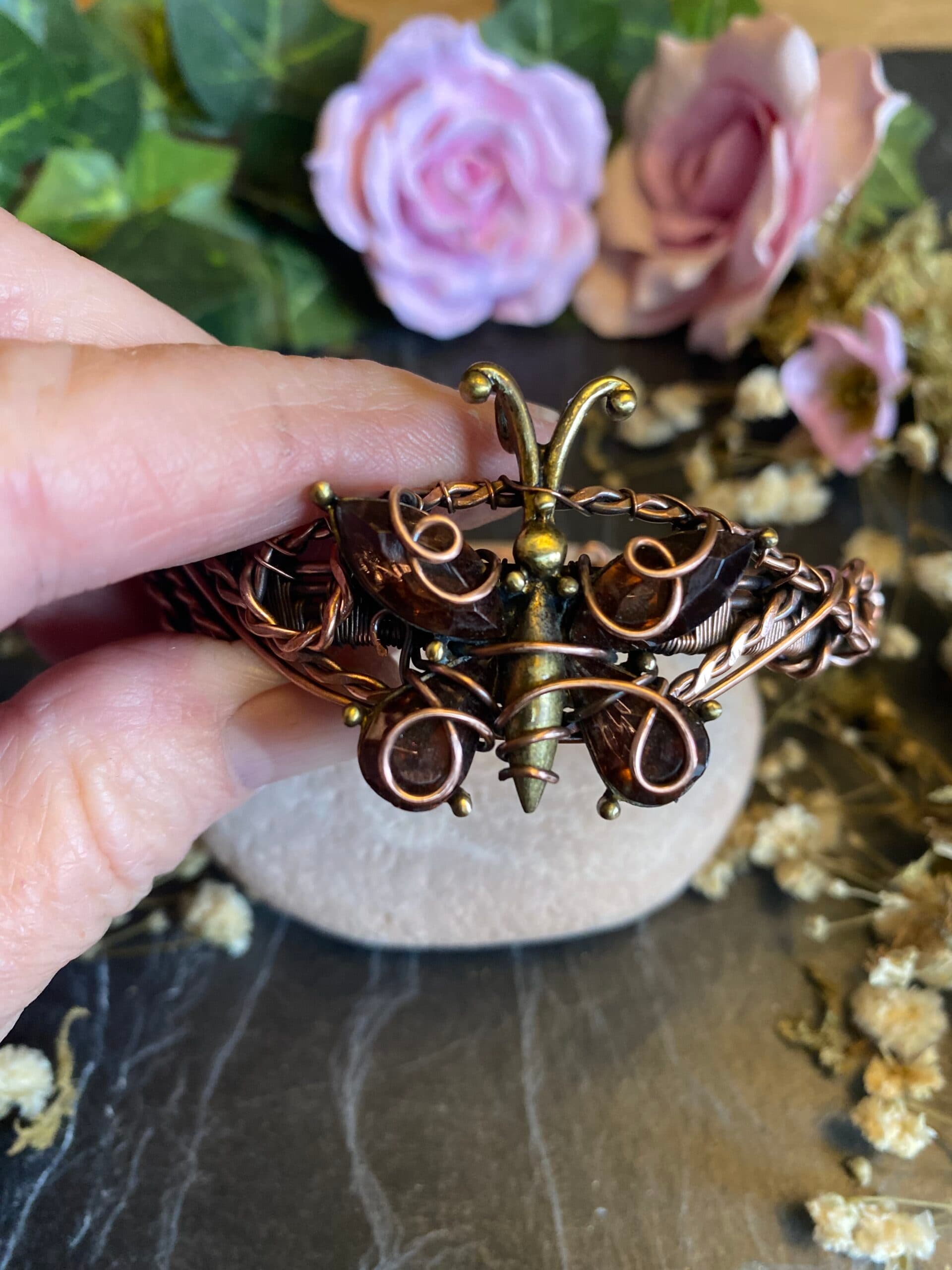 Vintage Butterfly Cuff Bracelet | Handmade Copper Wire Jewellery, view 6