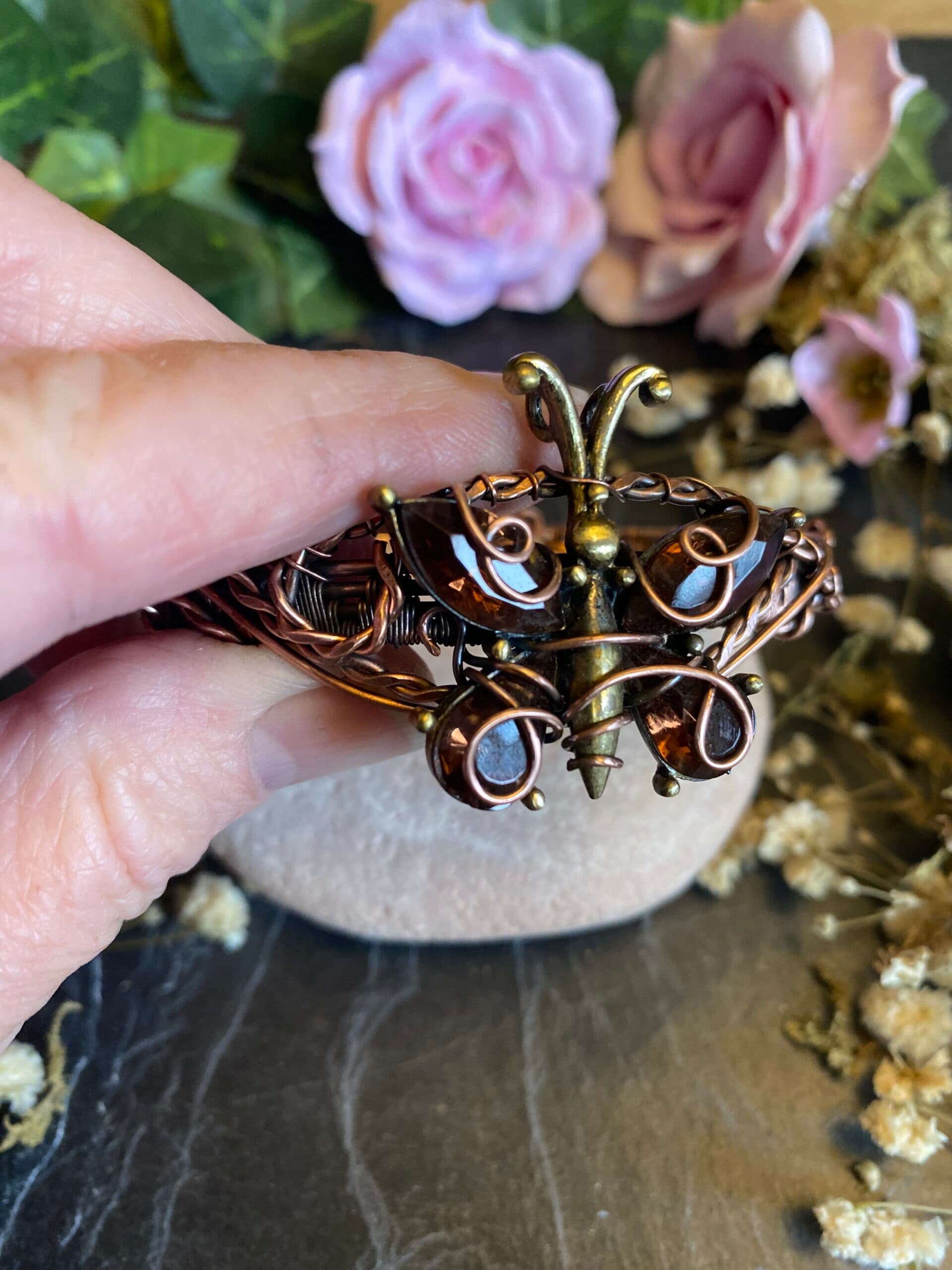 Vintage Butterfly Cuff Bracelet | Handmade Copper Wire Jewellery, view 7