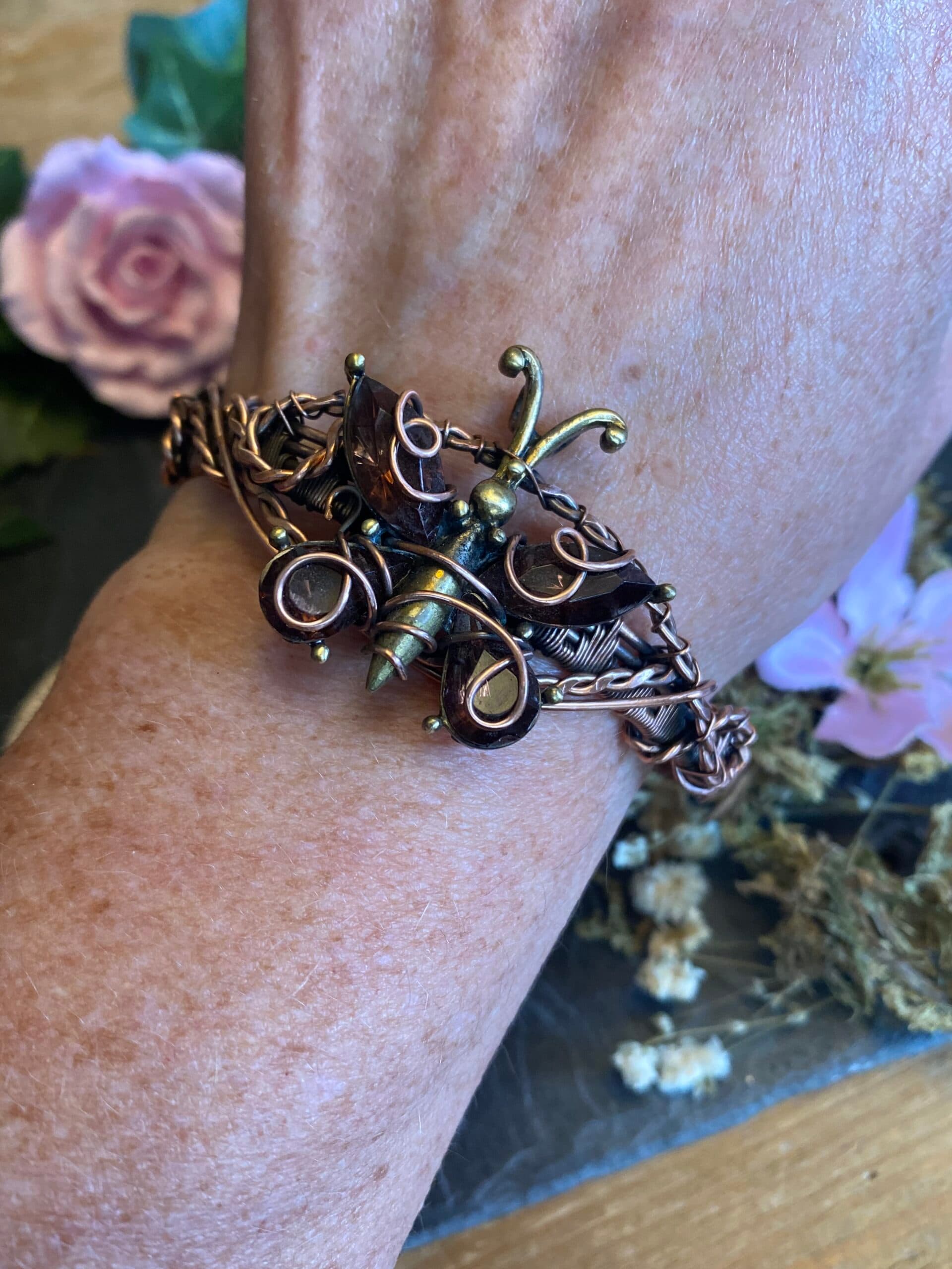 Vintage Butterfly Cuff Bracelet | Handmade Copper Wire Jewellery, view 8