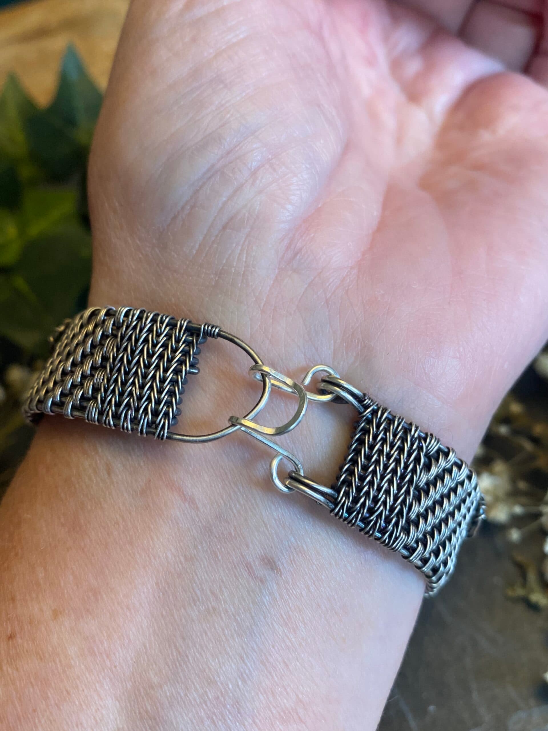 Labradorite Pentagram Cuff Bracelet | Silver Filled Wiccan Jewellery, view 9